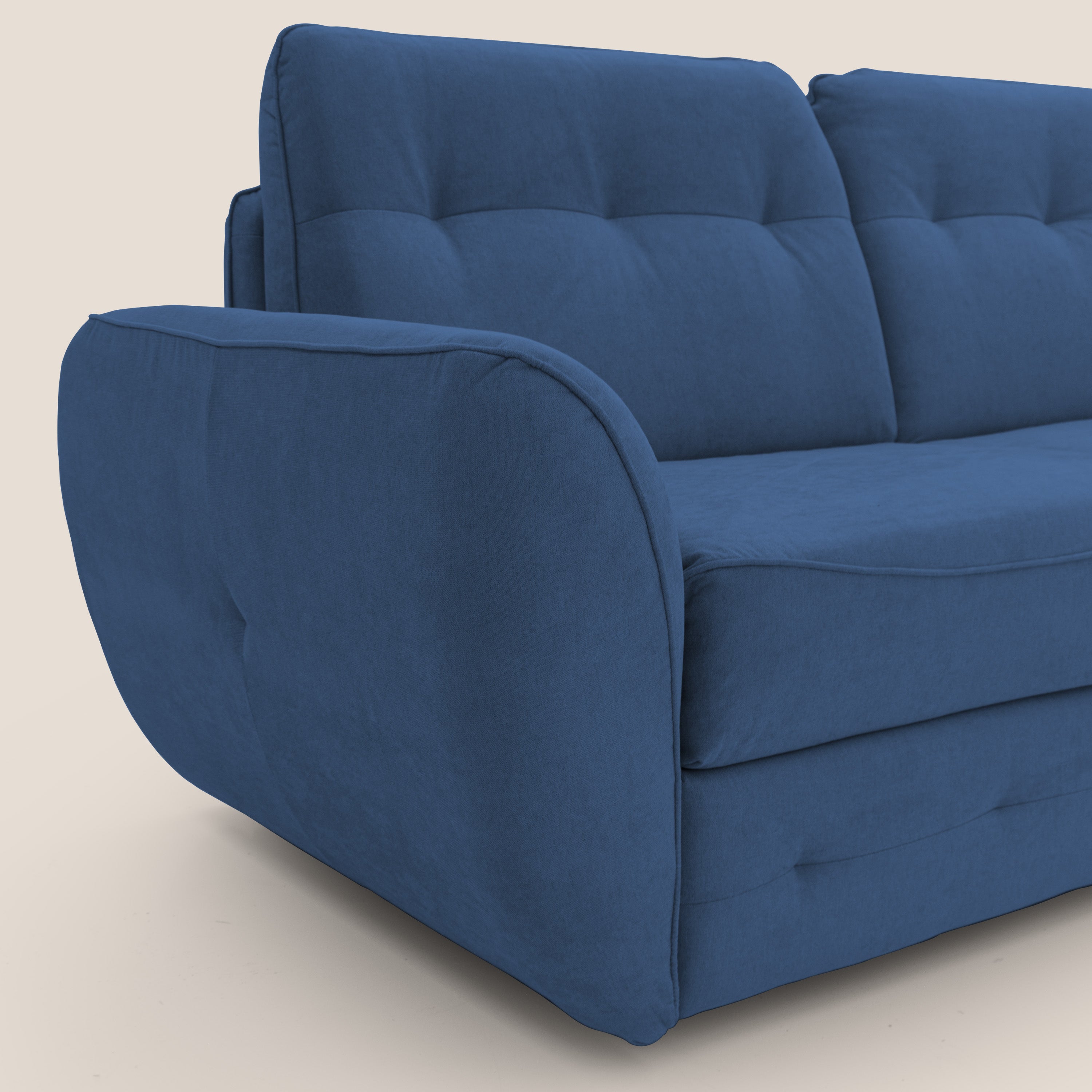 Zeus divano letto angolare con materasso H18 cm pouf mobile in tessuto impermeabile T02 - divani.store