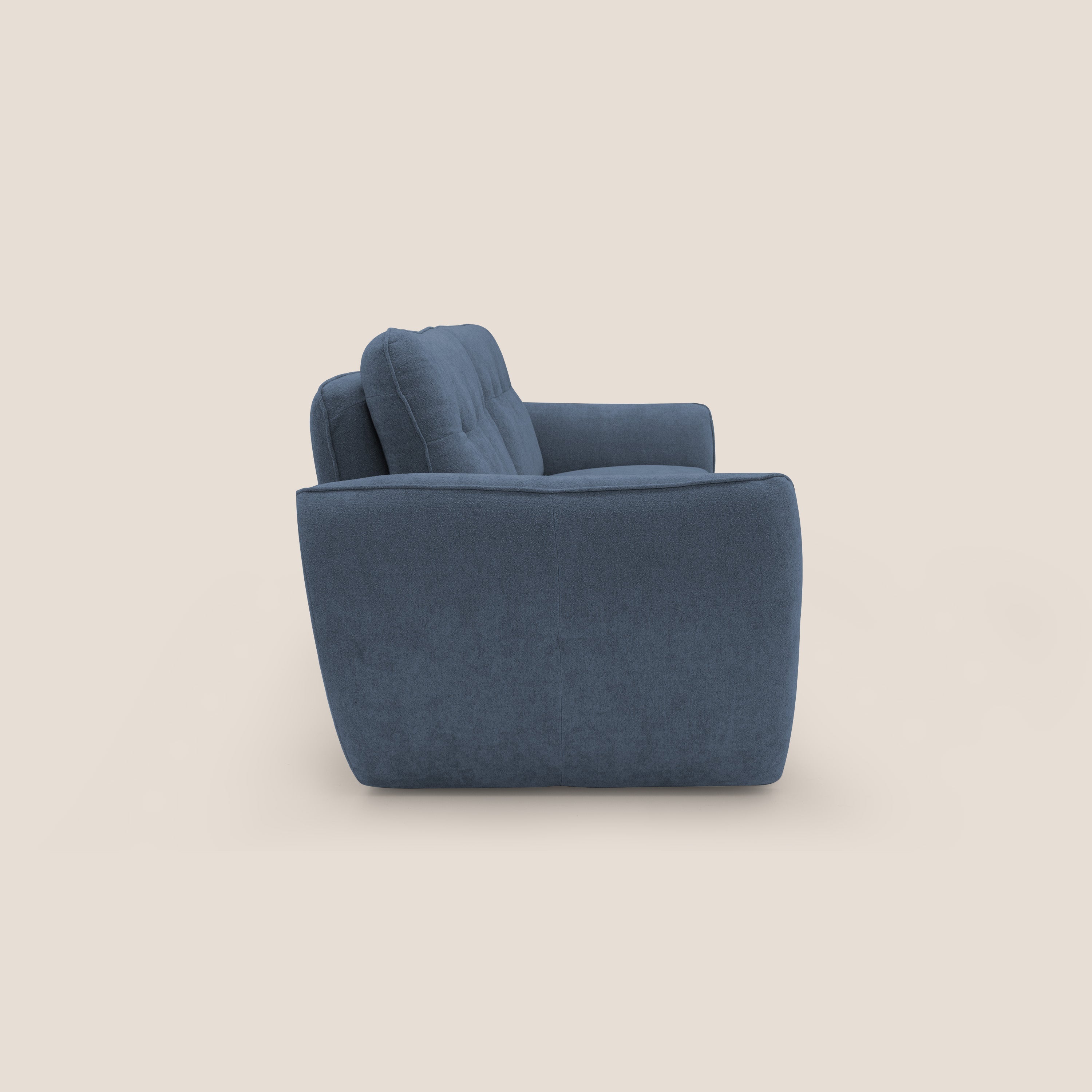 Cerbero divano 2 e 3 posti in morbido bouclé impermeabile T07 blu - divani.store