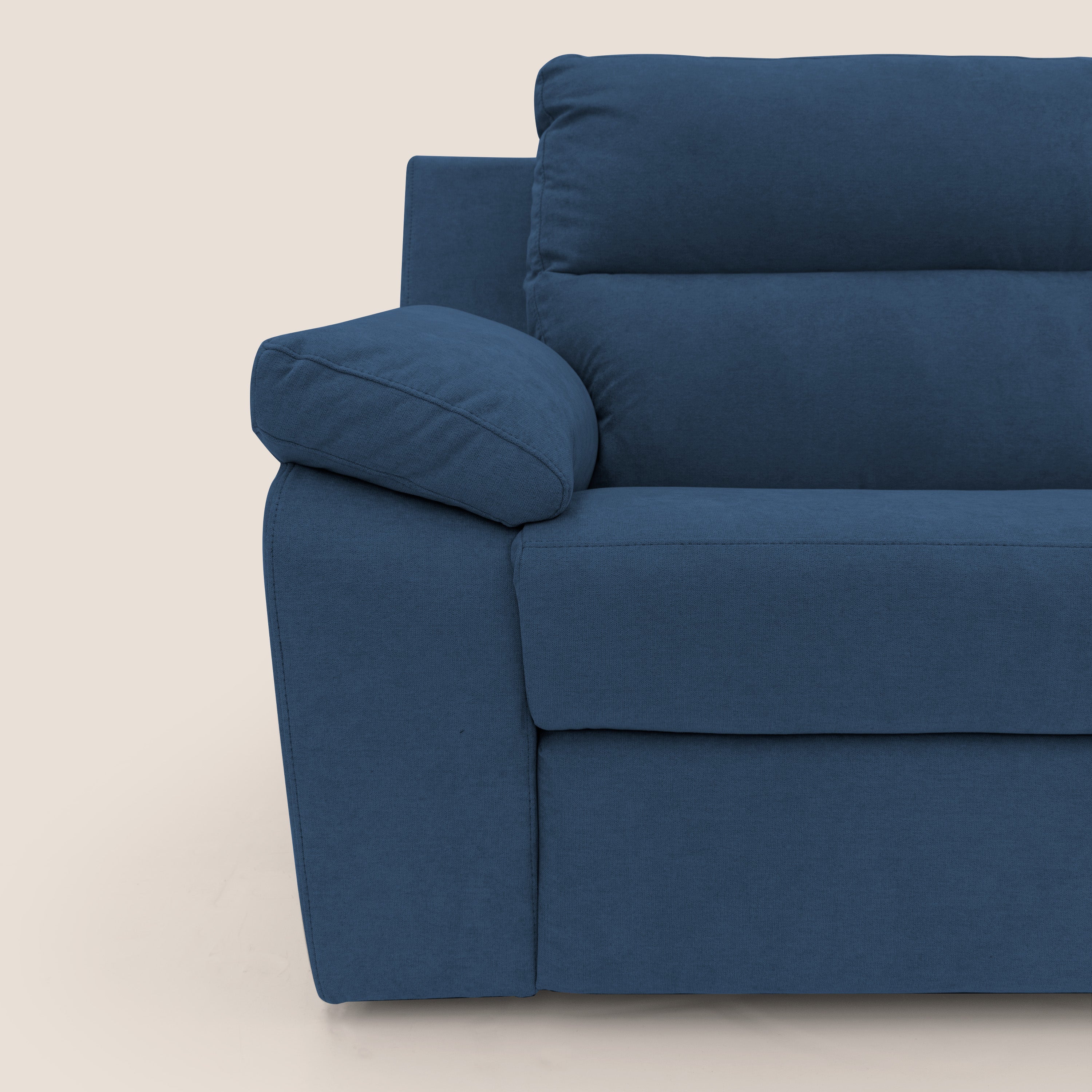 Romeo Divano relax con recliner elettrico in morbido tessuto impermeabile T02 blu - divani.store