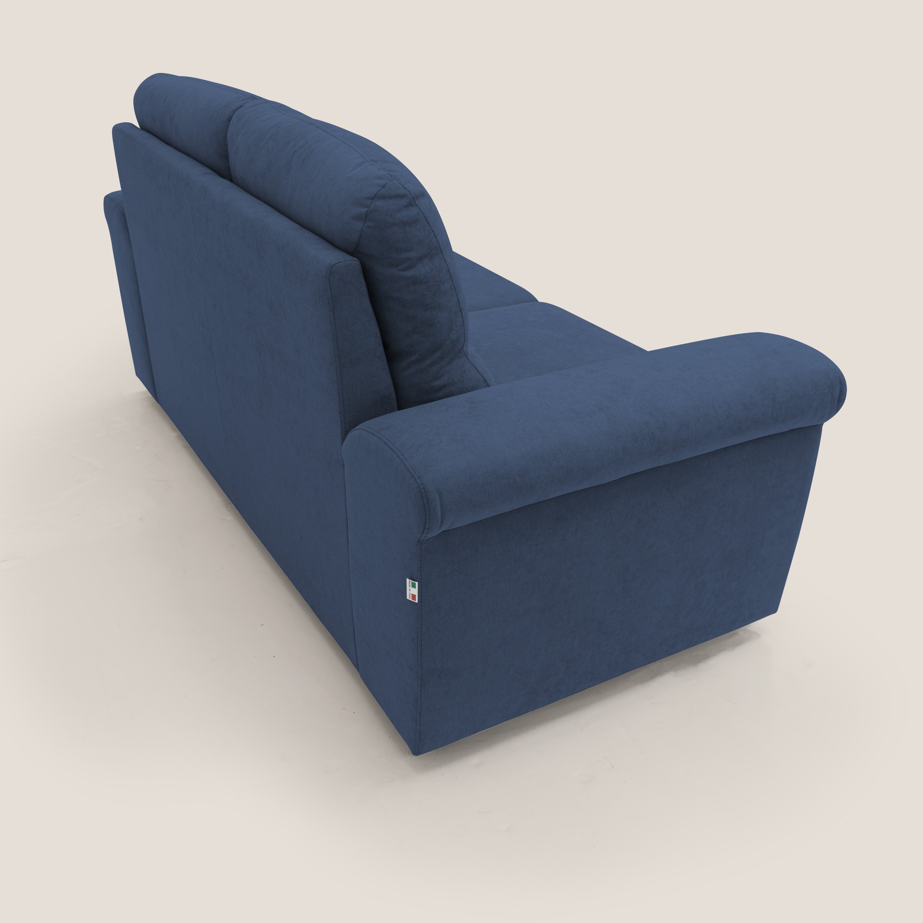 Minerva divano con pouf estraibile poggiapiedi in tessuto morbido impermeabile T02 blu - divani.store