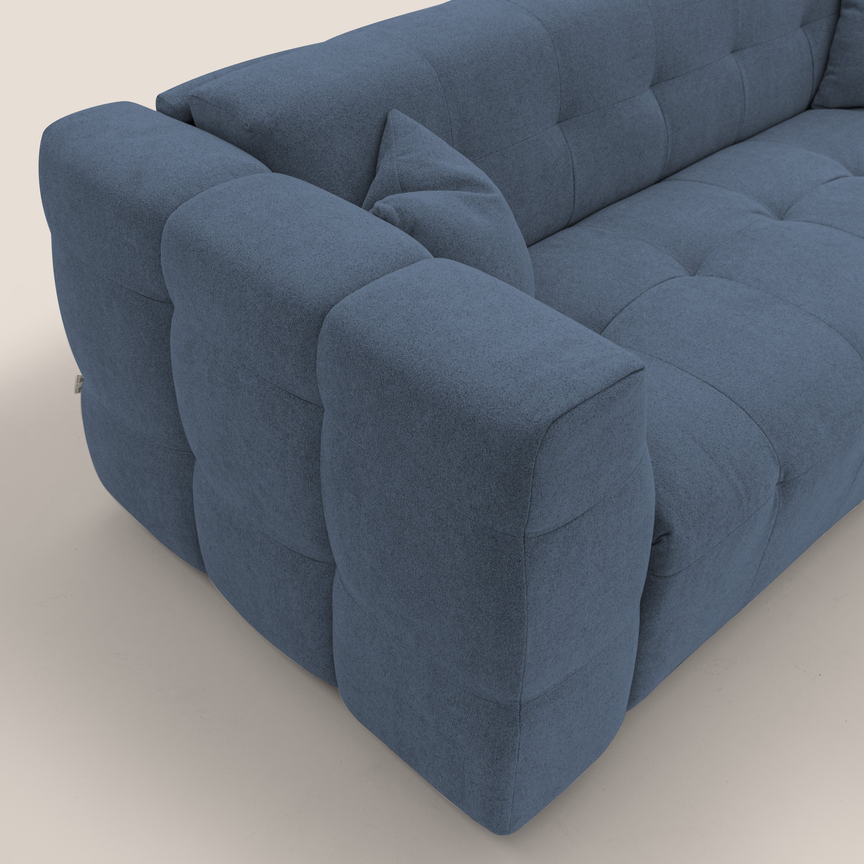 Tender Divano letto matrimoniale dal design innovativo in tessuto bouclet impermeabile T07 blu - divani.store
