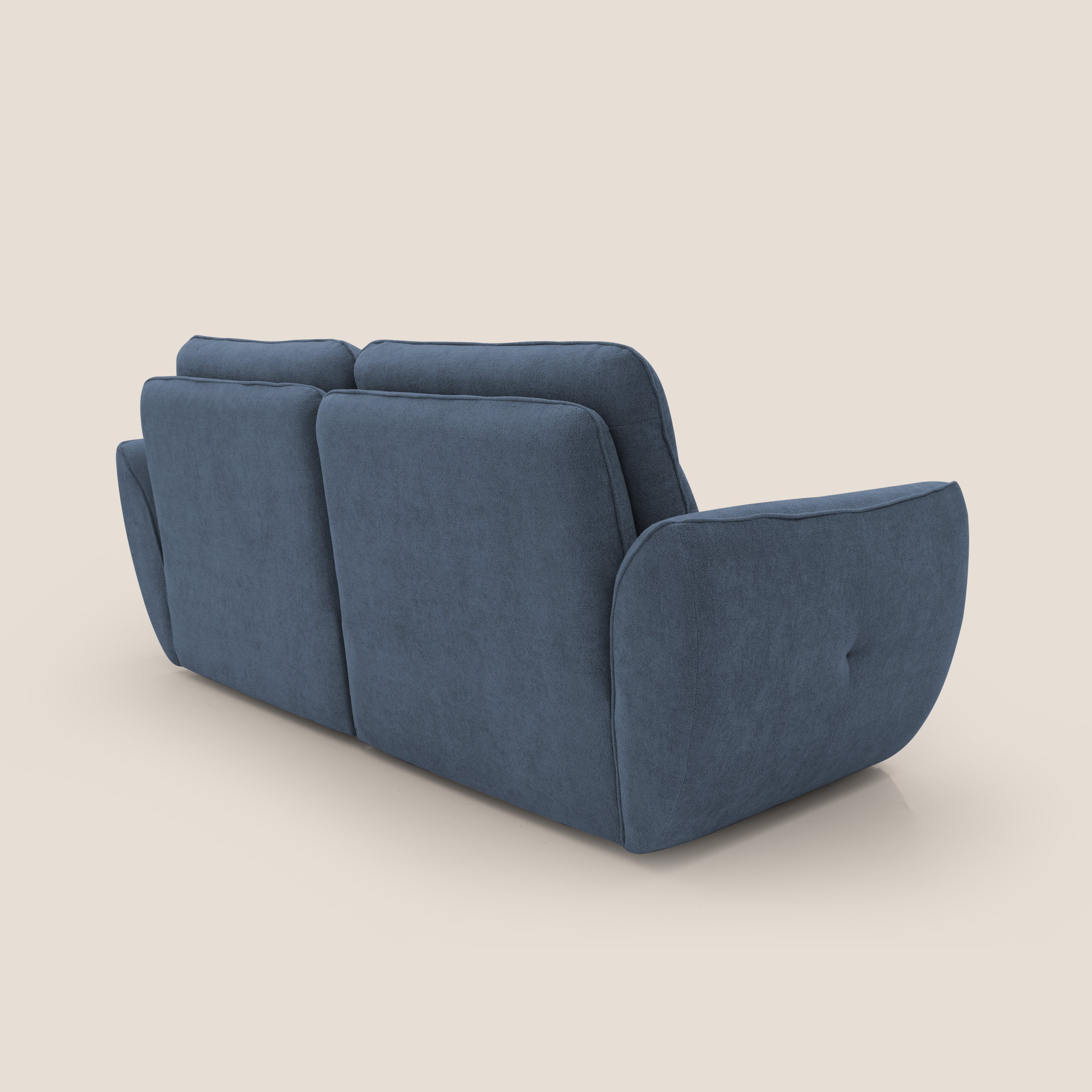 Cerbero divano 2 e 3 posti in morbido bouclé impermeabile T07 blu - divani.store