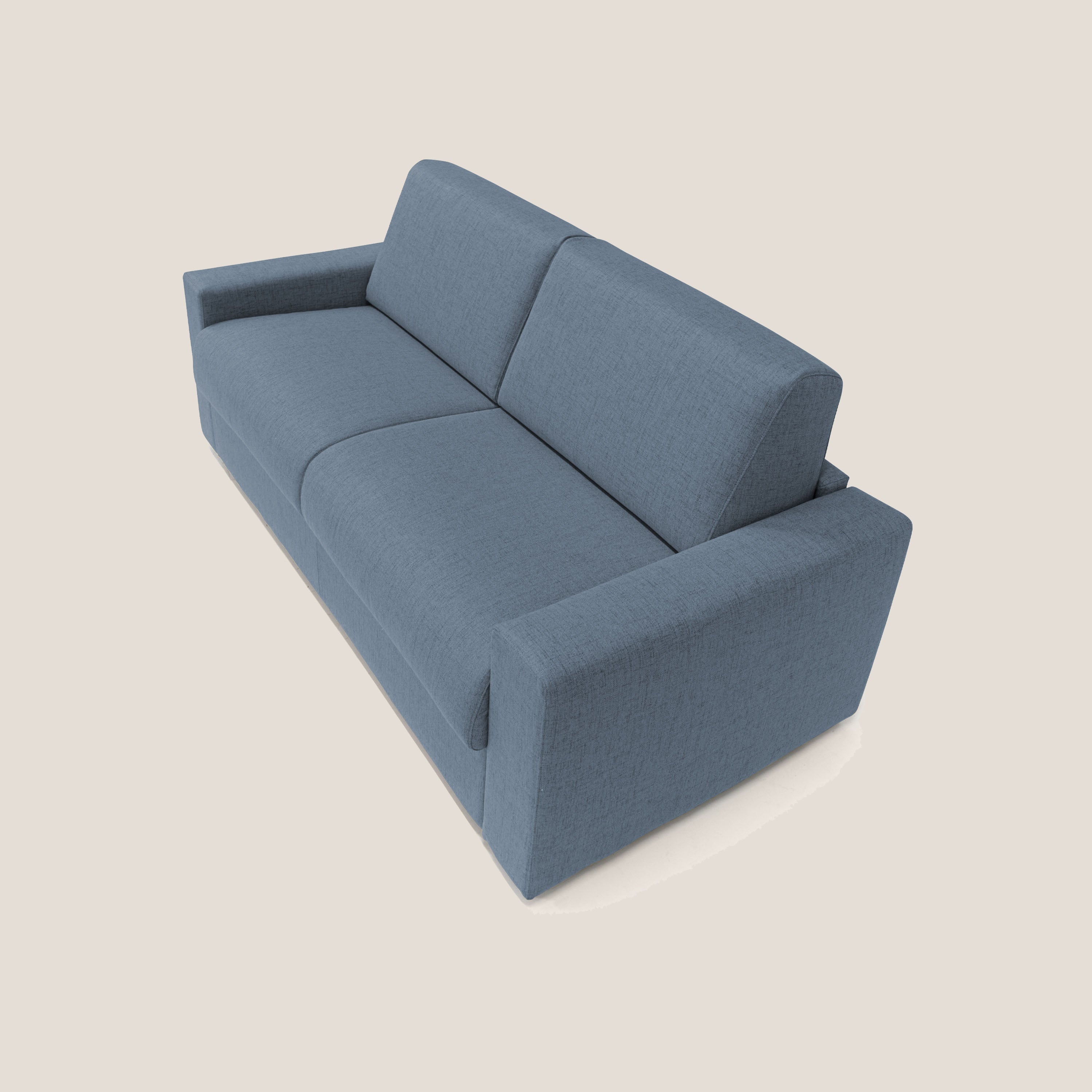 Nixon Divano letto matrimoniale con materasso 20 cm in tessuto impermeabile T03 blu - divani.store