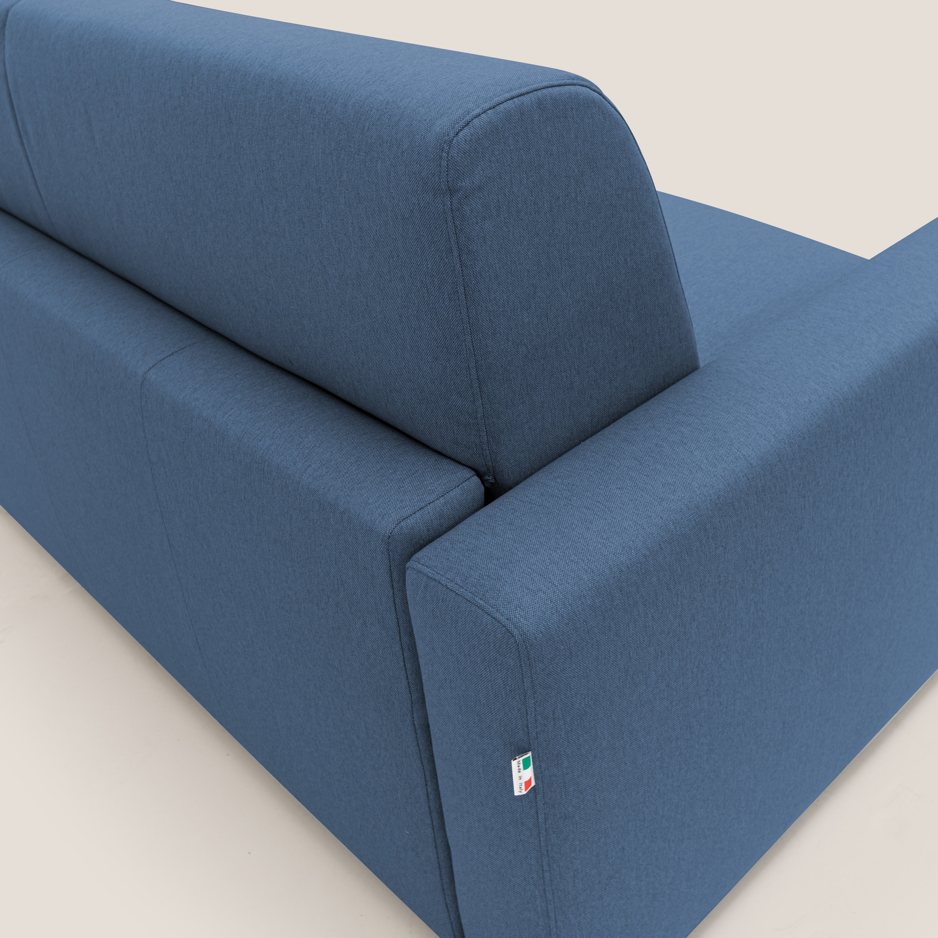 Kansas Divano letto matrimoniale alto 20 cm in tessuto impermeabile misto cotone T13 blu - divani.store