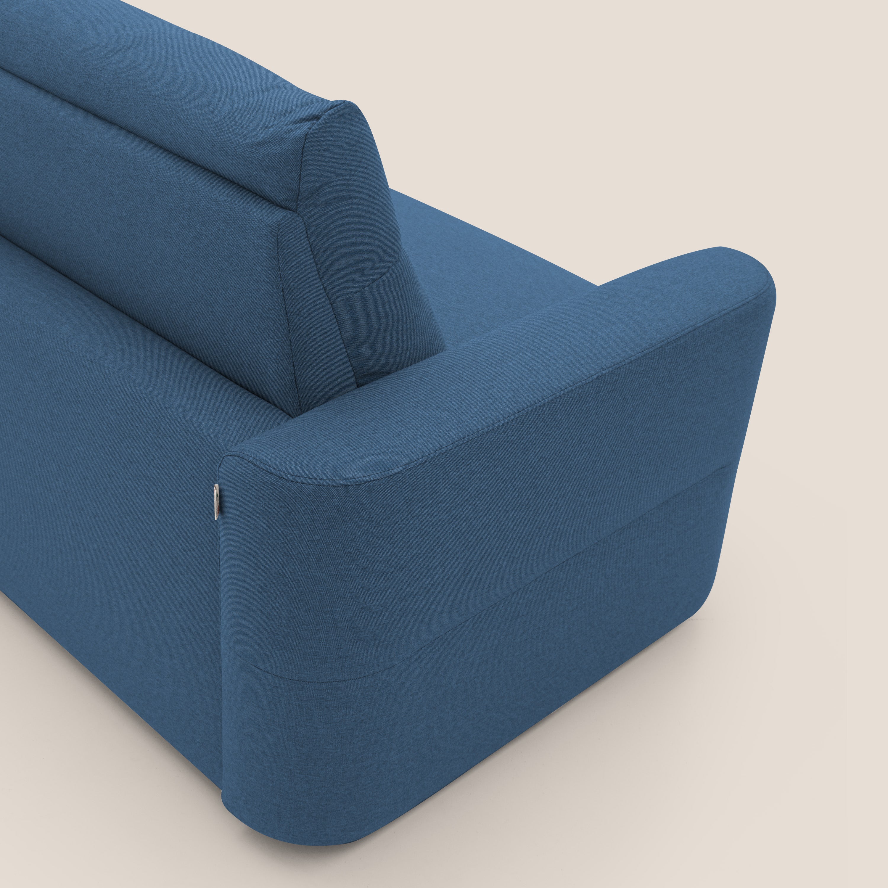 Cupido Divano letto 202 cm (mat.140x197 cm) materasso H18 in tessuto impermeabile simil cotone T13 BLU - divani.store
