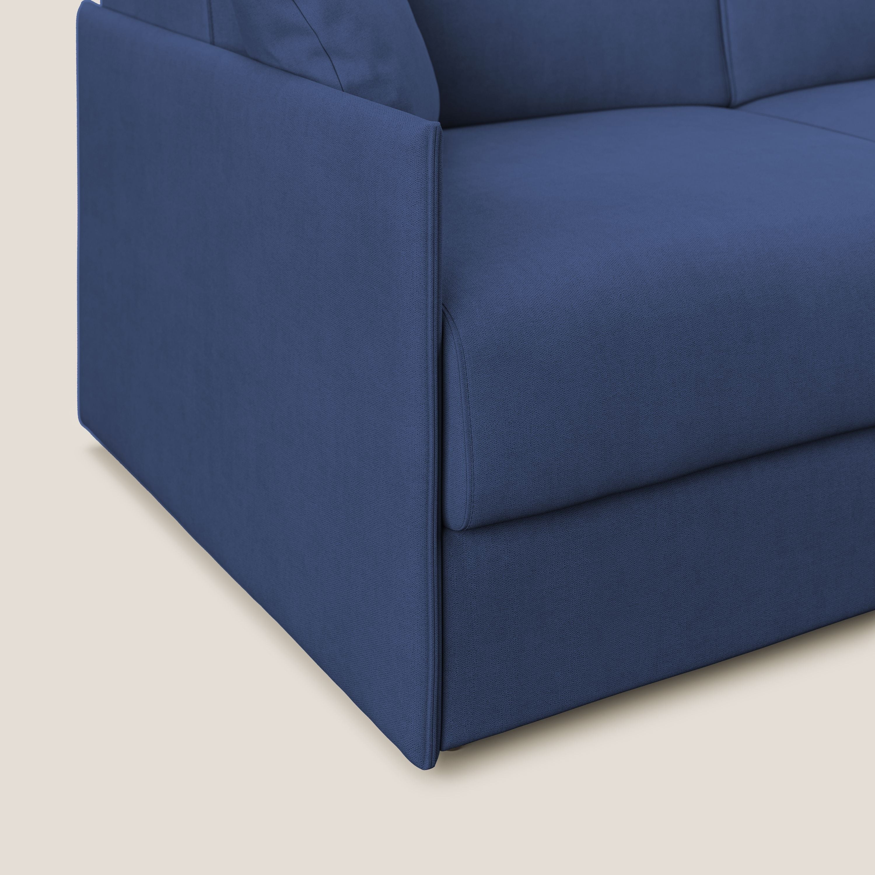 Evans Divano letto in morbido tessuto impermeabile T02 blu - divani.store