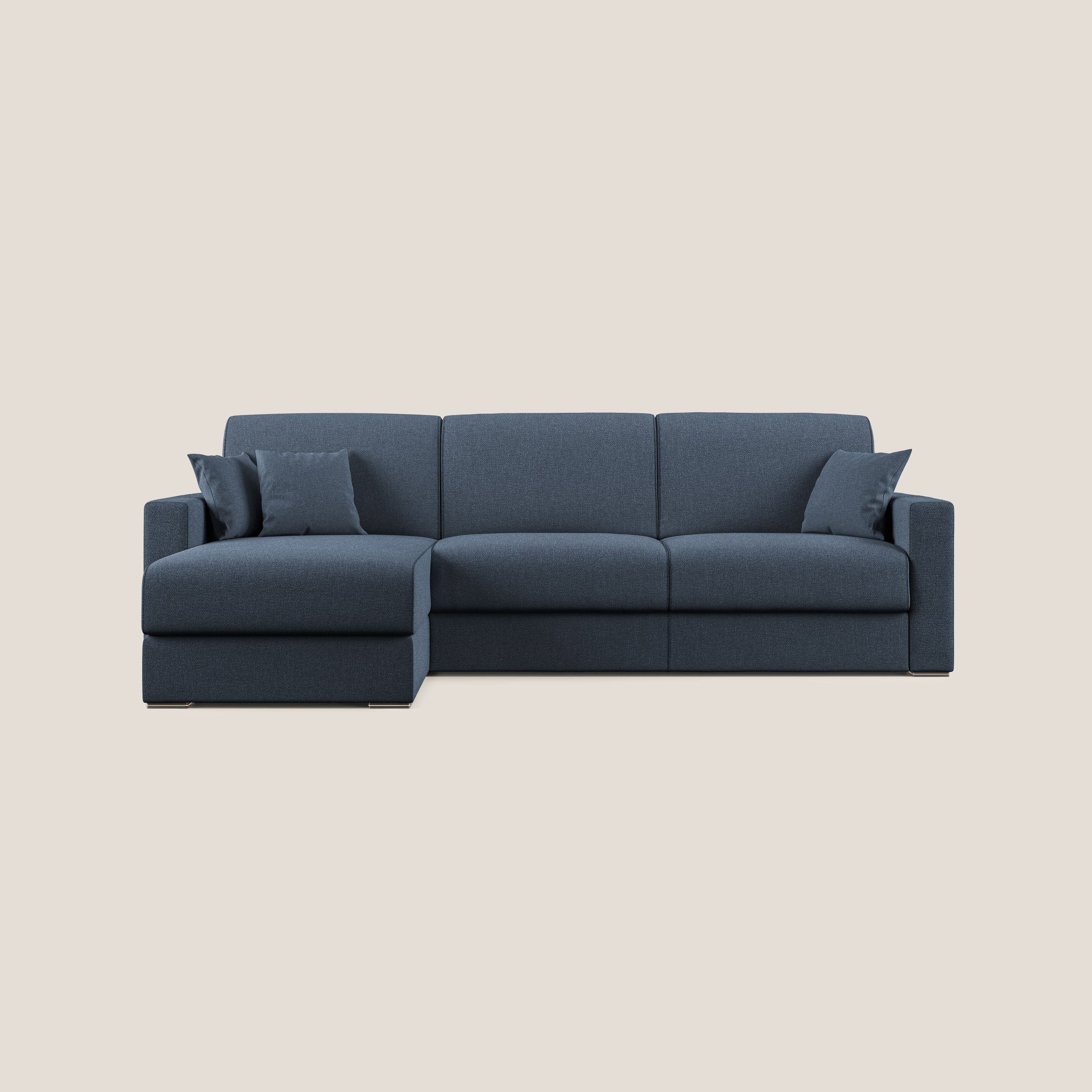 Best Divano letto angolare con penisola in tessuto smacchiabile QuickClean T08 blu - divani.store