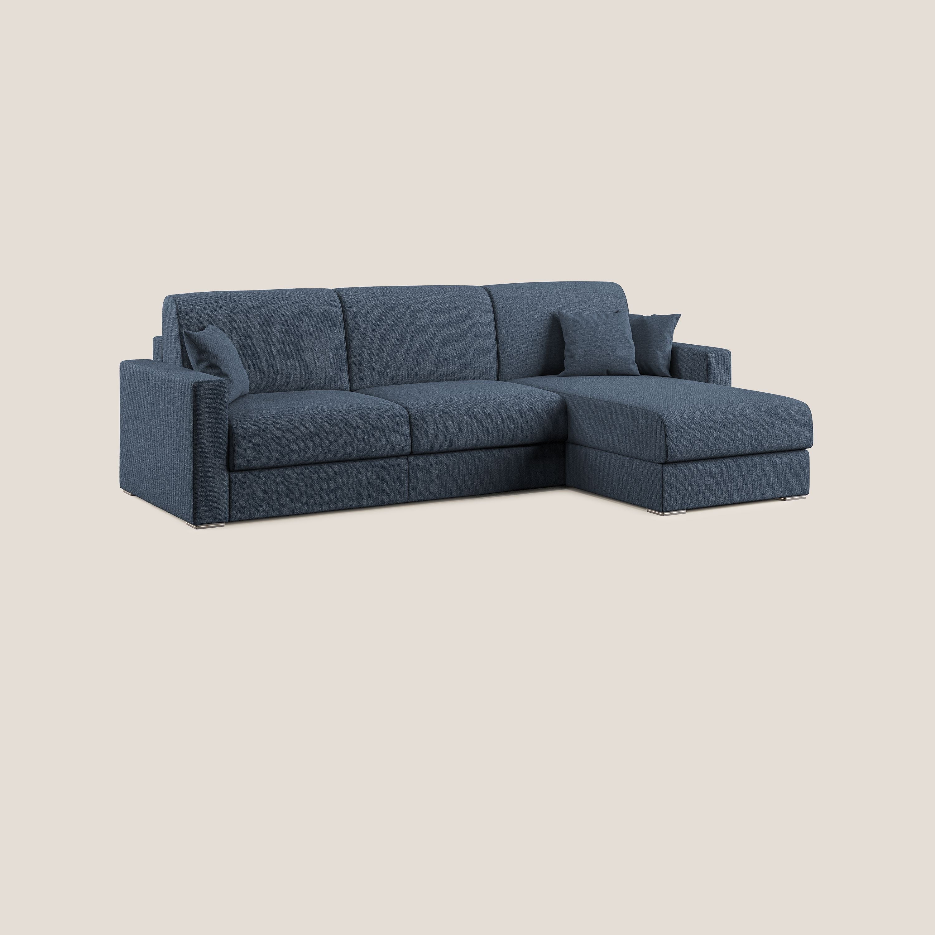 Best Divano letto angolare con penisola in tessuto smacchiabile QuickClean T08 blu - divani.store
