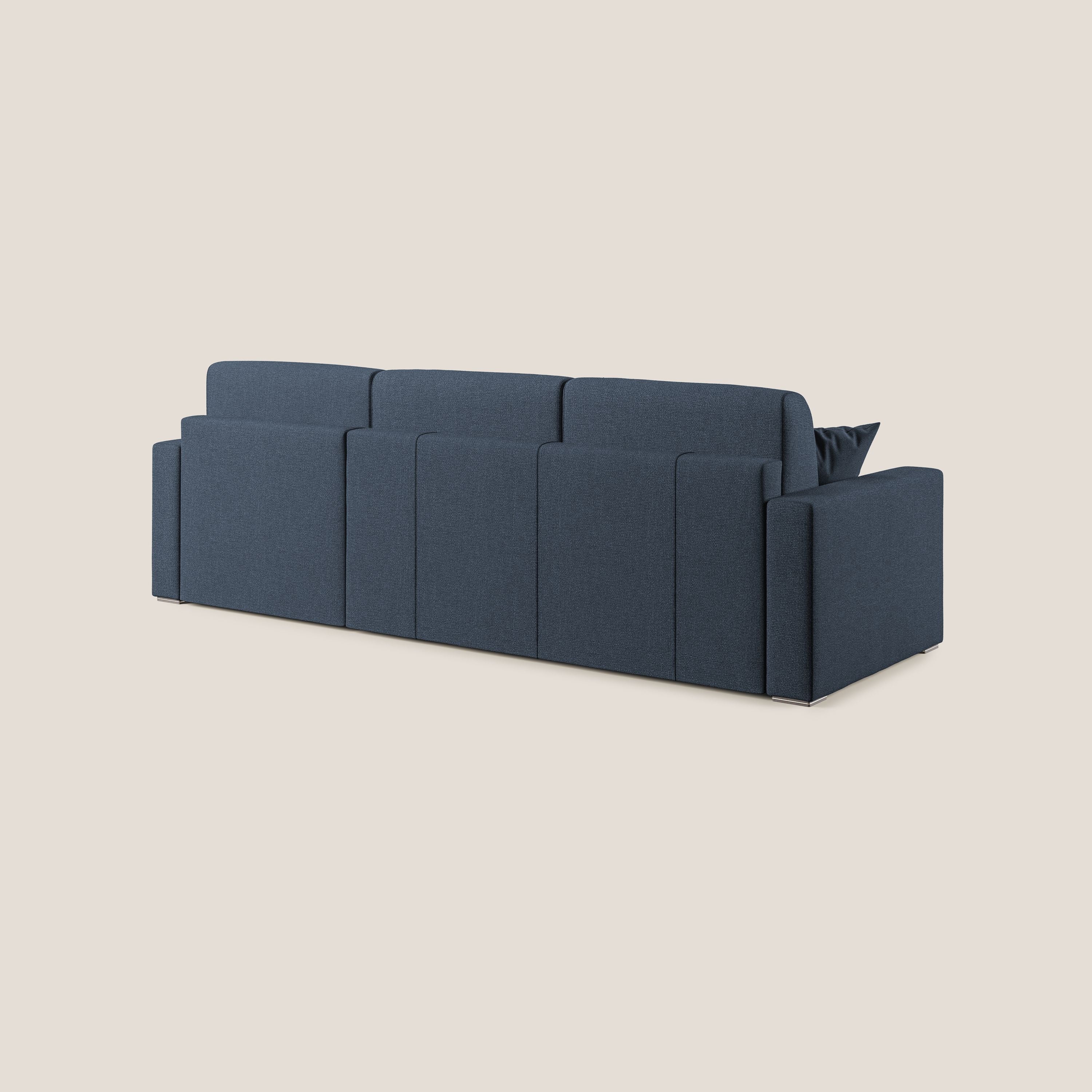 Best Divano letto angolare con penisola in tessuto smacchiabile QuickClean T08 blu - divani.store
