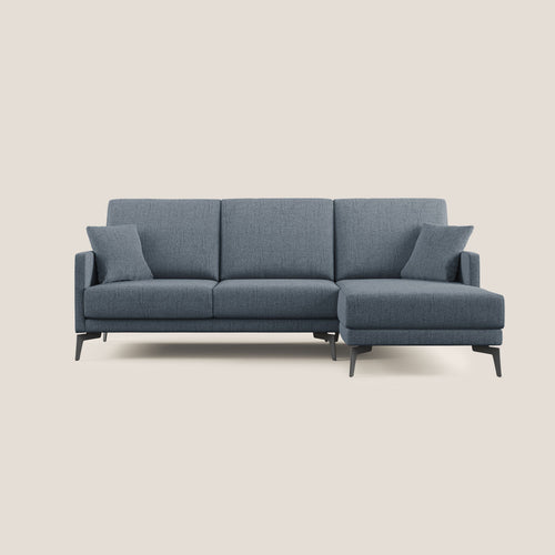 Saturno divano angolare moderno in tessuto morbido impermeabile T03 blu - divani.store
