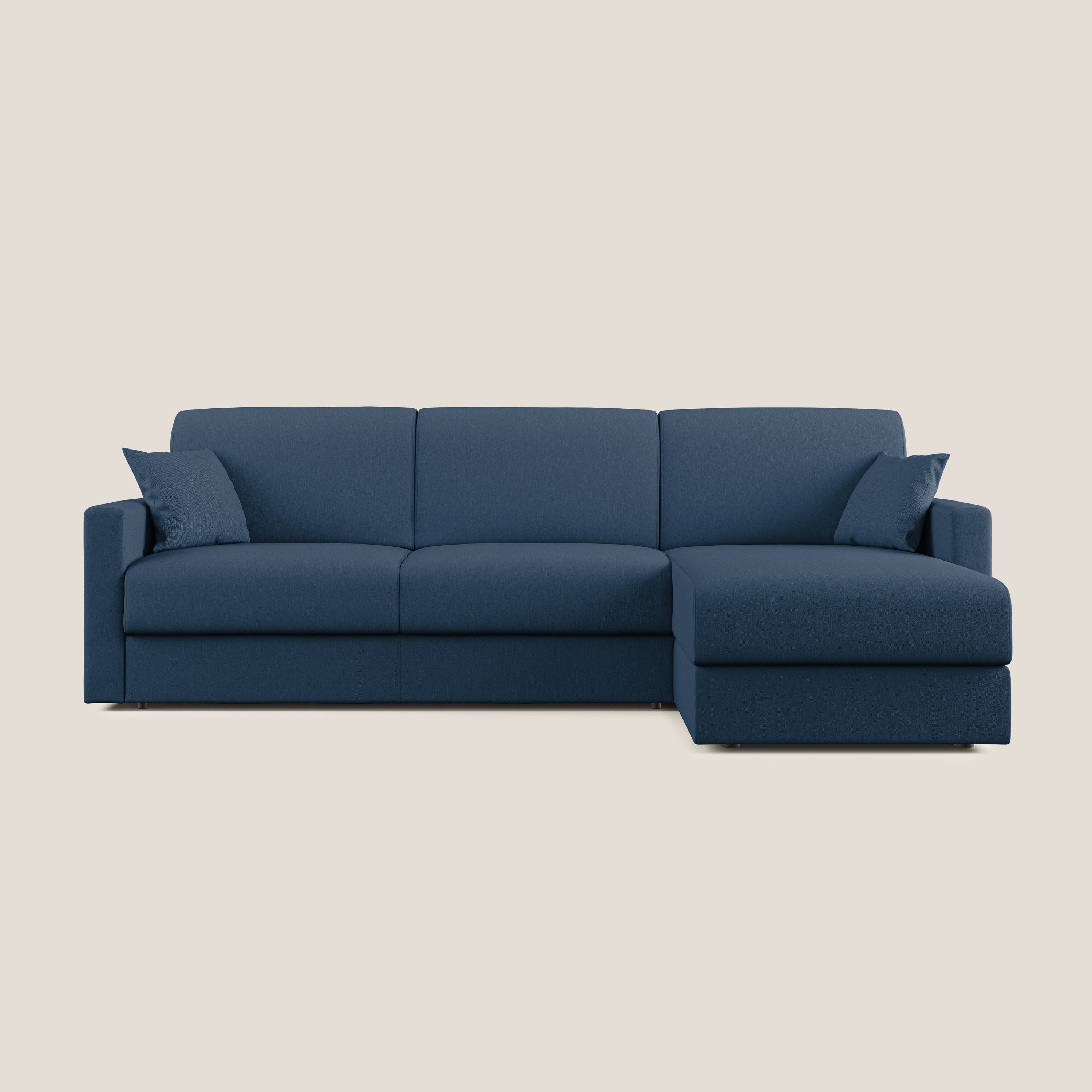 Chris Divano letto angolare 5 posti in tessuto impermeabile T13 blu - divani.store