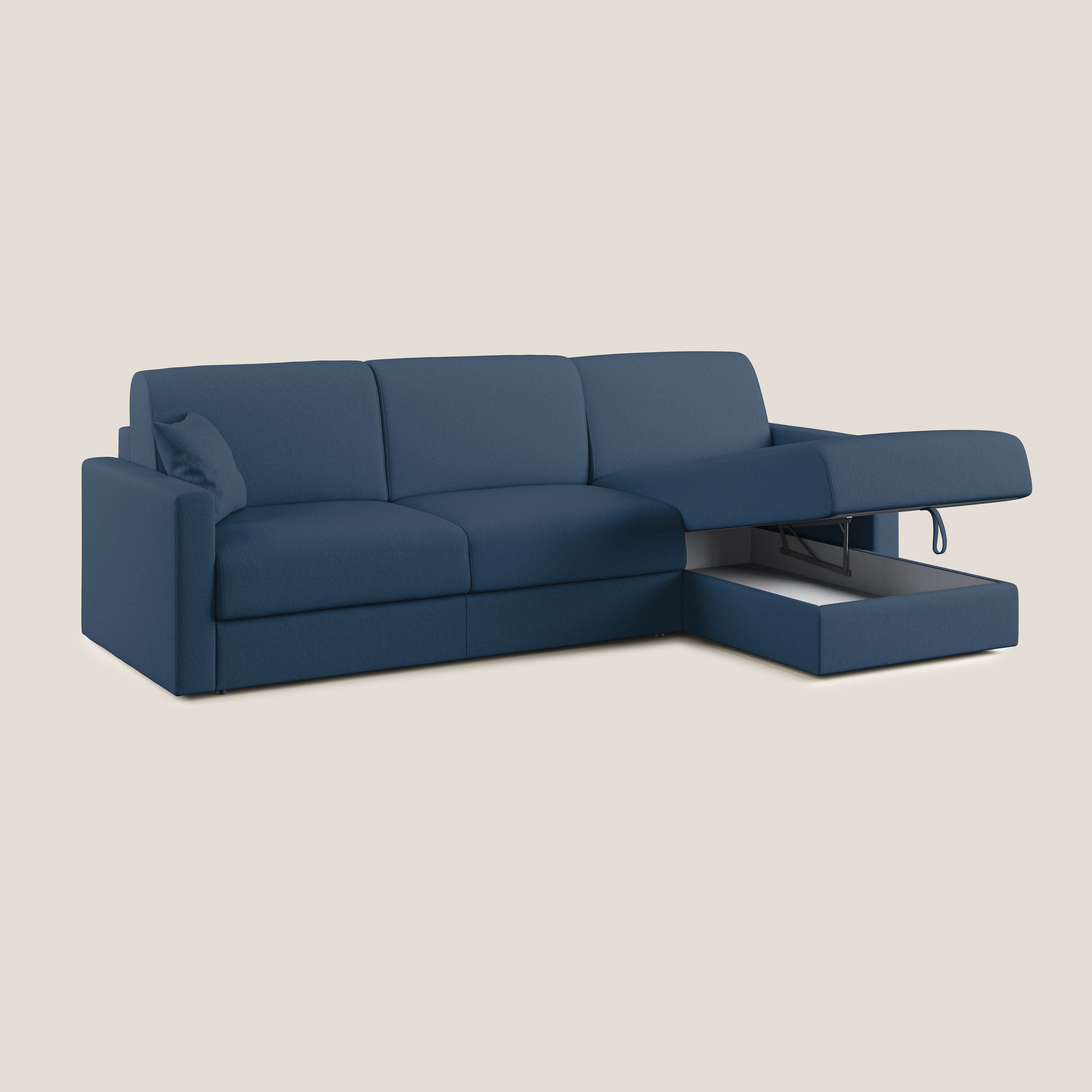 Chris Divano letto angolare 5 posti in tessuto impermeabile T13 blu - divani.store