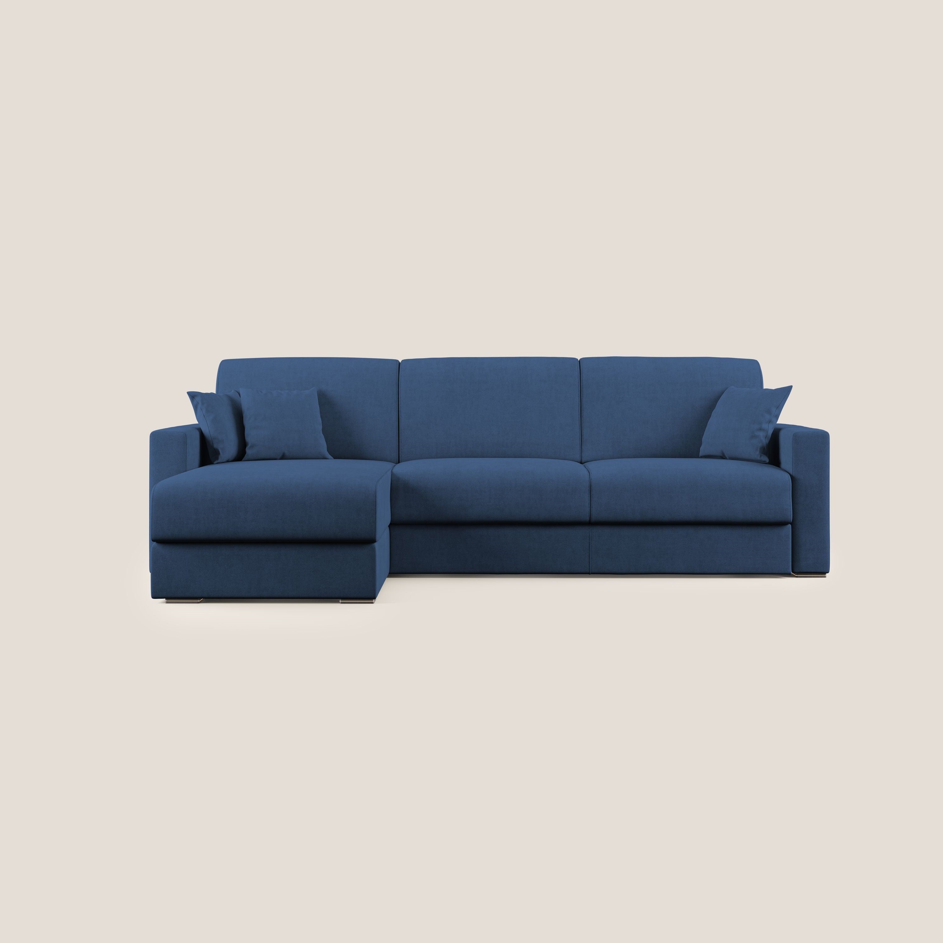 Best Divano letto angolare in tessuto impermeabile T02 blu - divani.store
