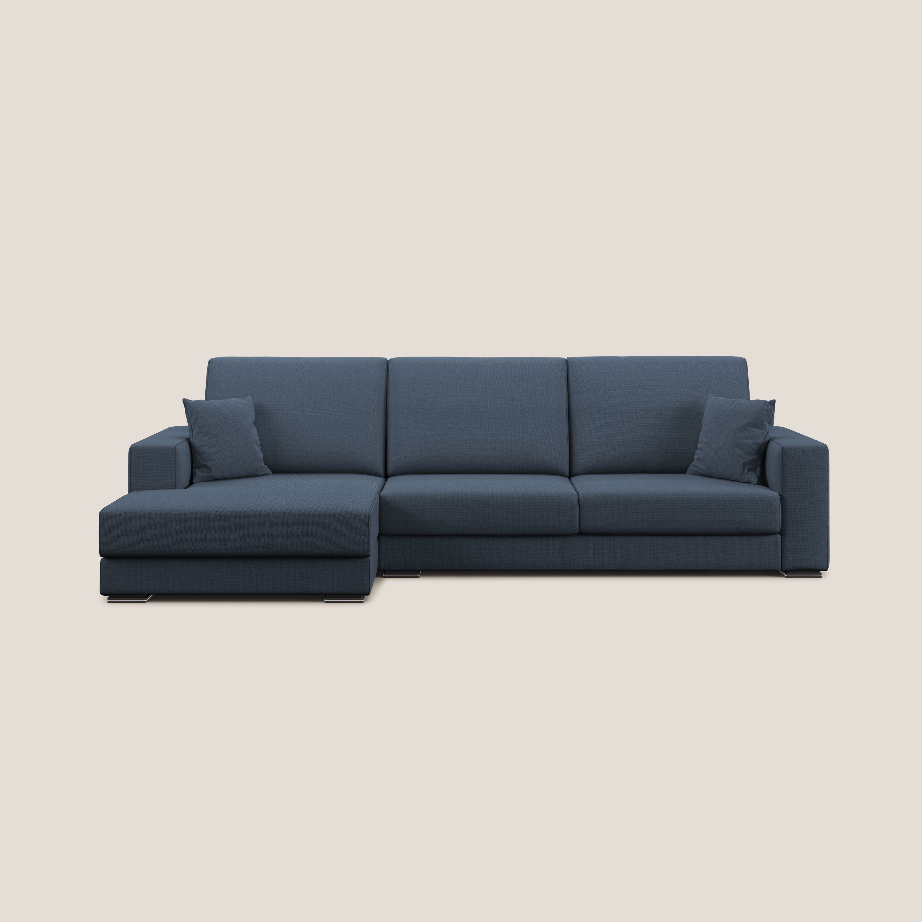 Marte divano angolare in tessuto smacchiabile impermeabile T08 blu - divani.store