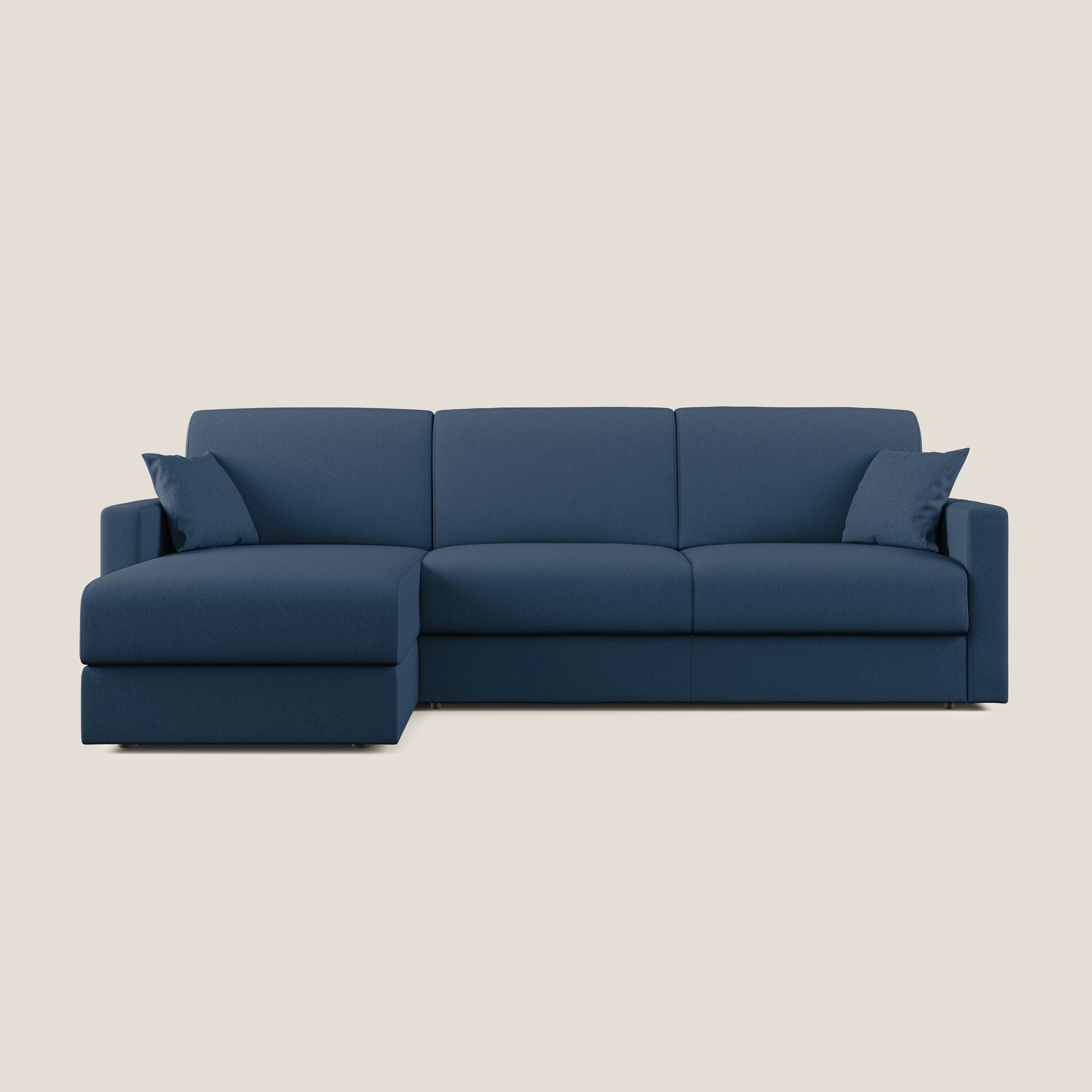Chris Divano letto angolare 5 posti in tessuto impermeabile T13 blu - divani.store