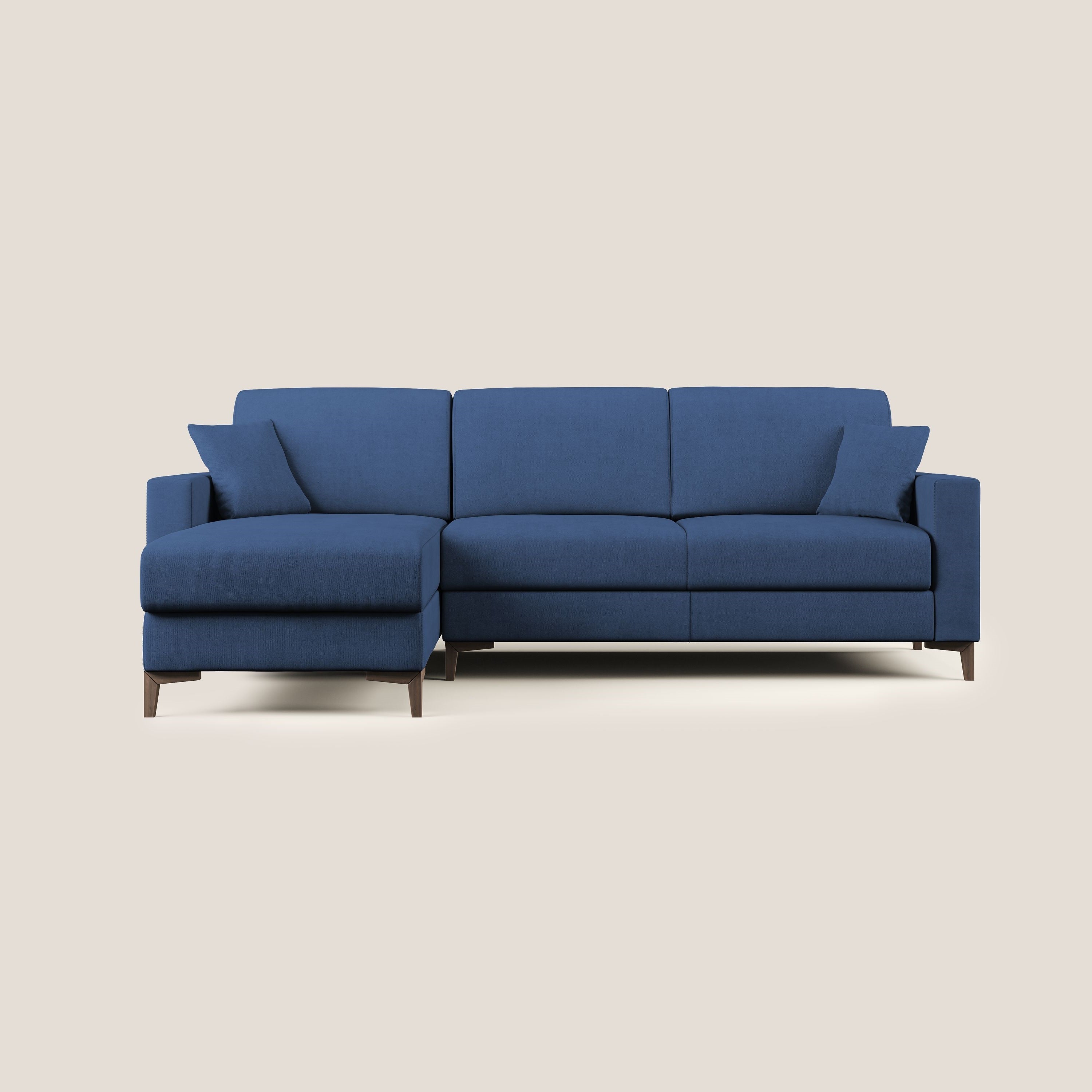 Kafka divano letto angolare in morbido tessuto impermeabile T02 blu - divani.store