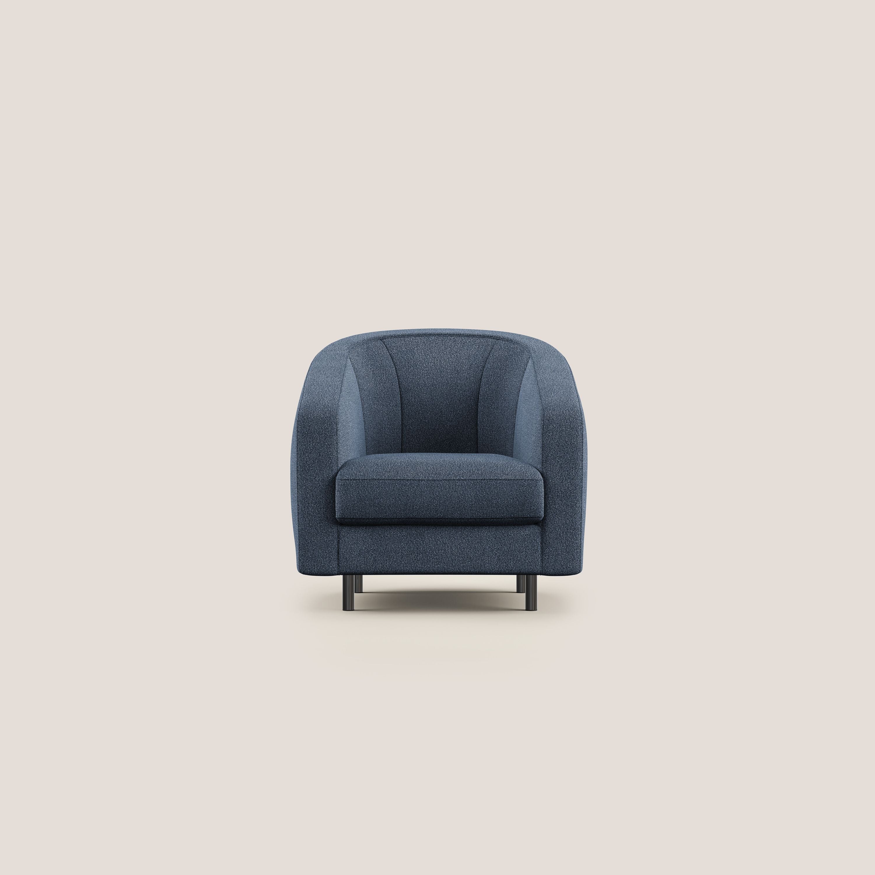 Pandora Poltroncina in morbido tessuto bouclé impermeabile T07 blu - divani.store