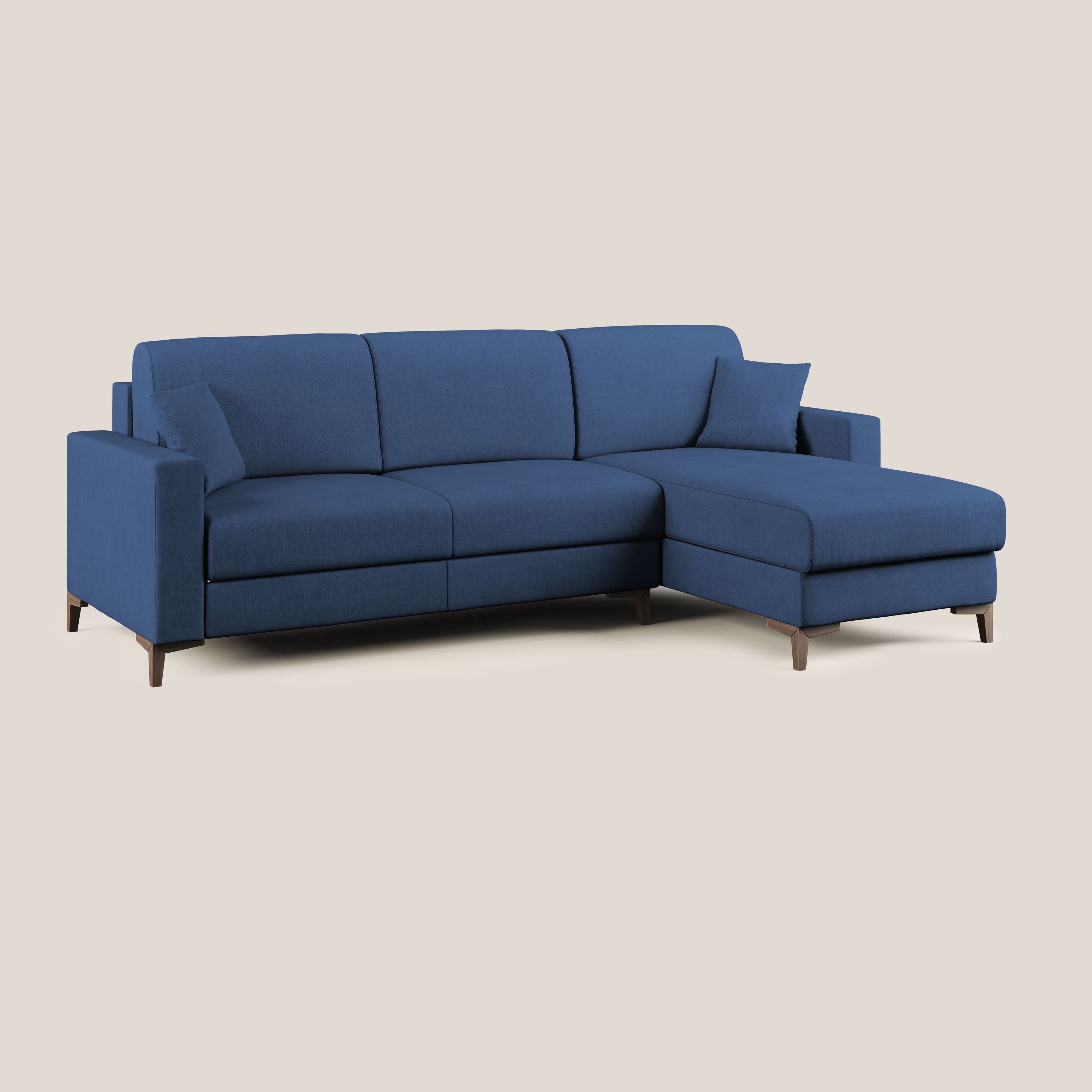 Kafka divano letto angolare in morbido tessuto impermeabile T02 blu - divani.store