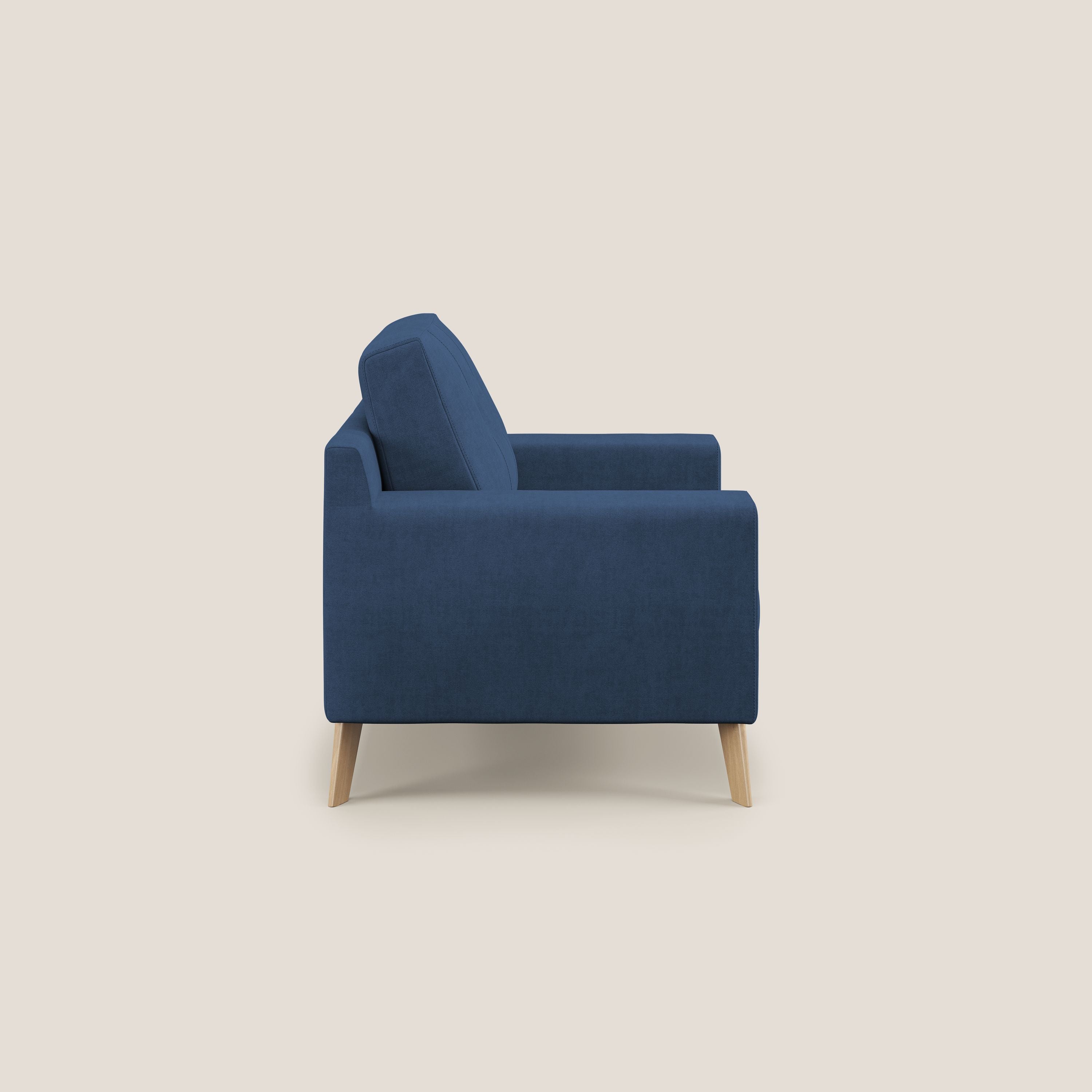 Danish poltroncina in tessuto morbido impermeabile T02 blu - divani.store