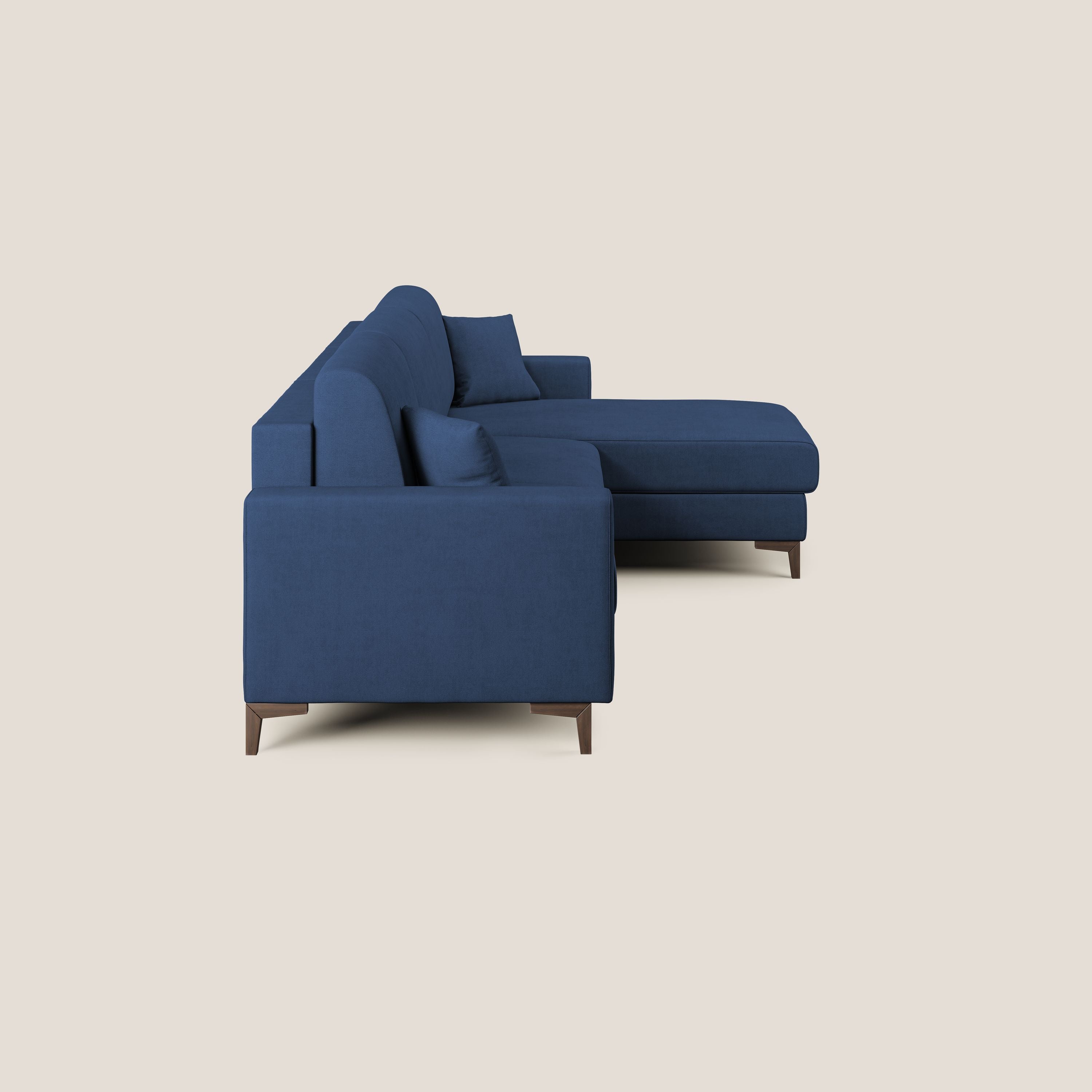 Kafka divano letto angolare in morbido tessuto impermeabile T02 blu - divani.store
