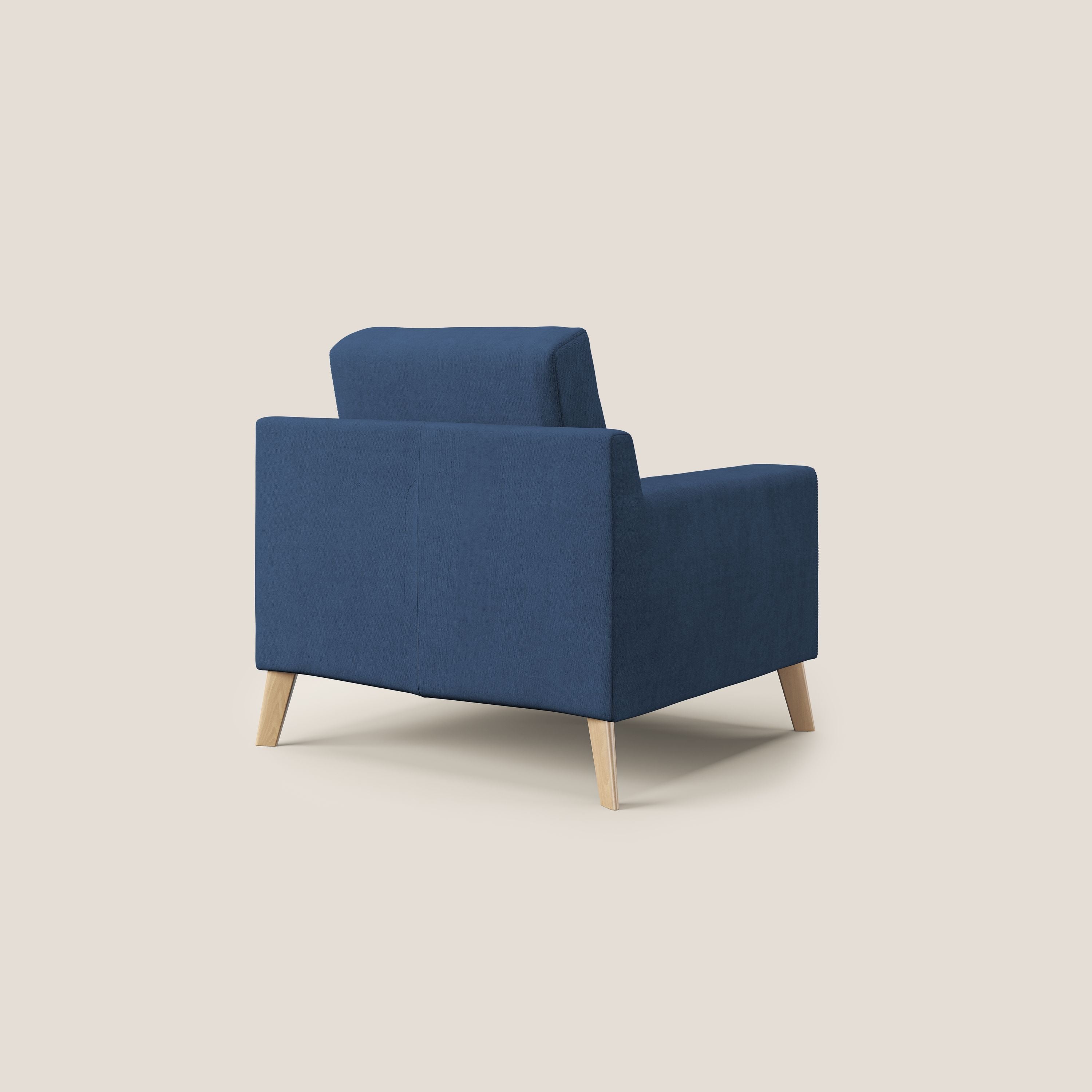 Danish poltroncina in tessuto morbido impermeabile T02 blu - divani.store