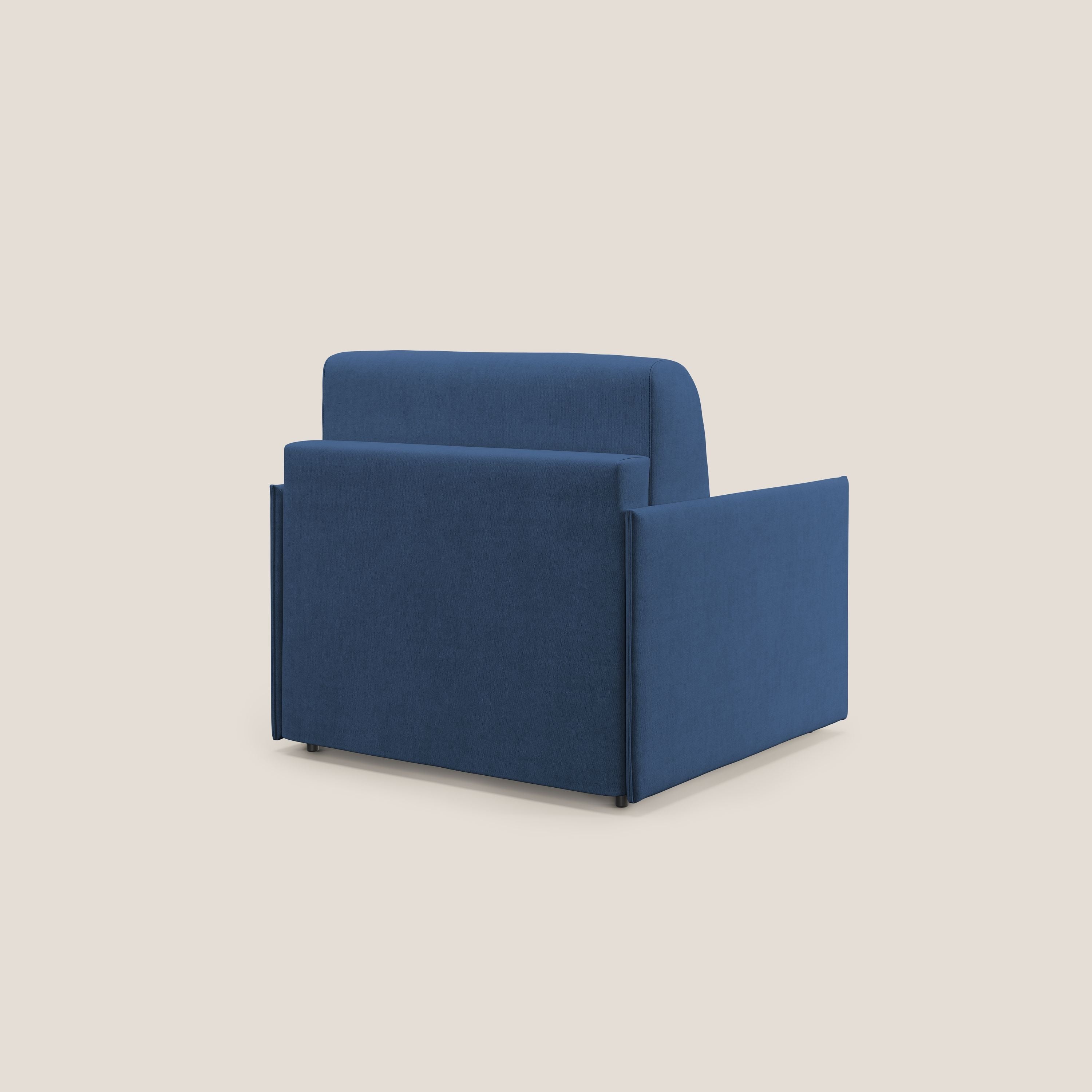 Evans poltrona letto in morbido tessuto impermeabile T02 blu - divani.store