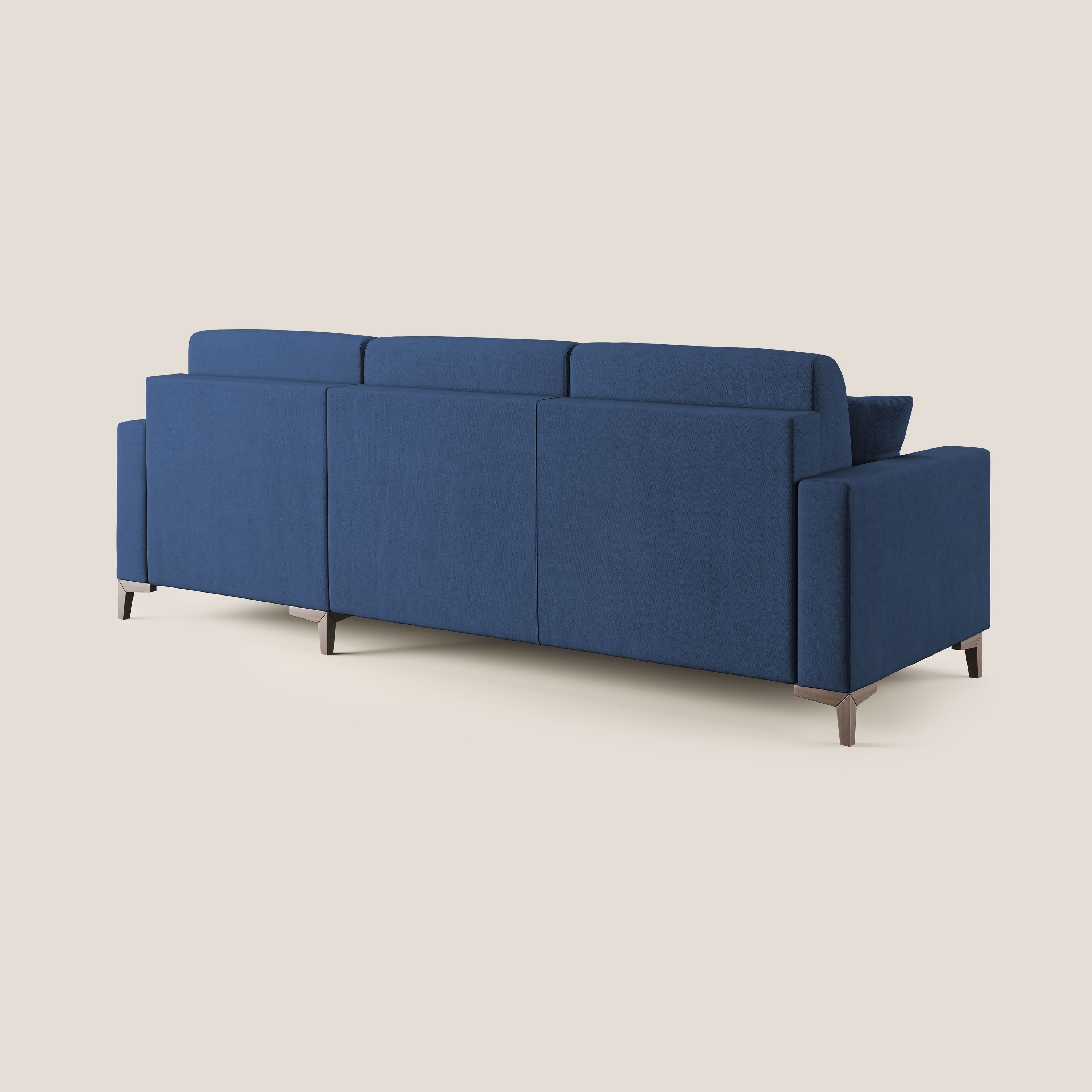 Kafka divano letto angolare in morbido tessuto impermeabile T02 blu - divani.store