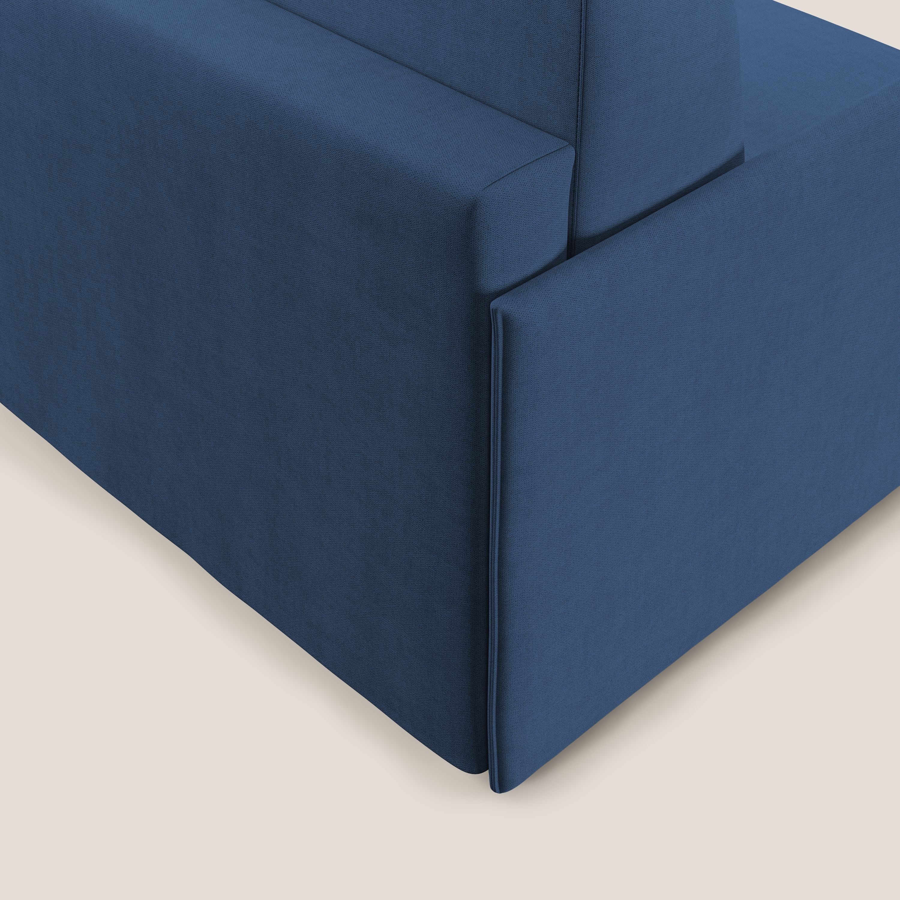 Evans poltrona letto in morbido tessuto impermeabile T02 blu - divani.store