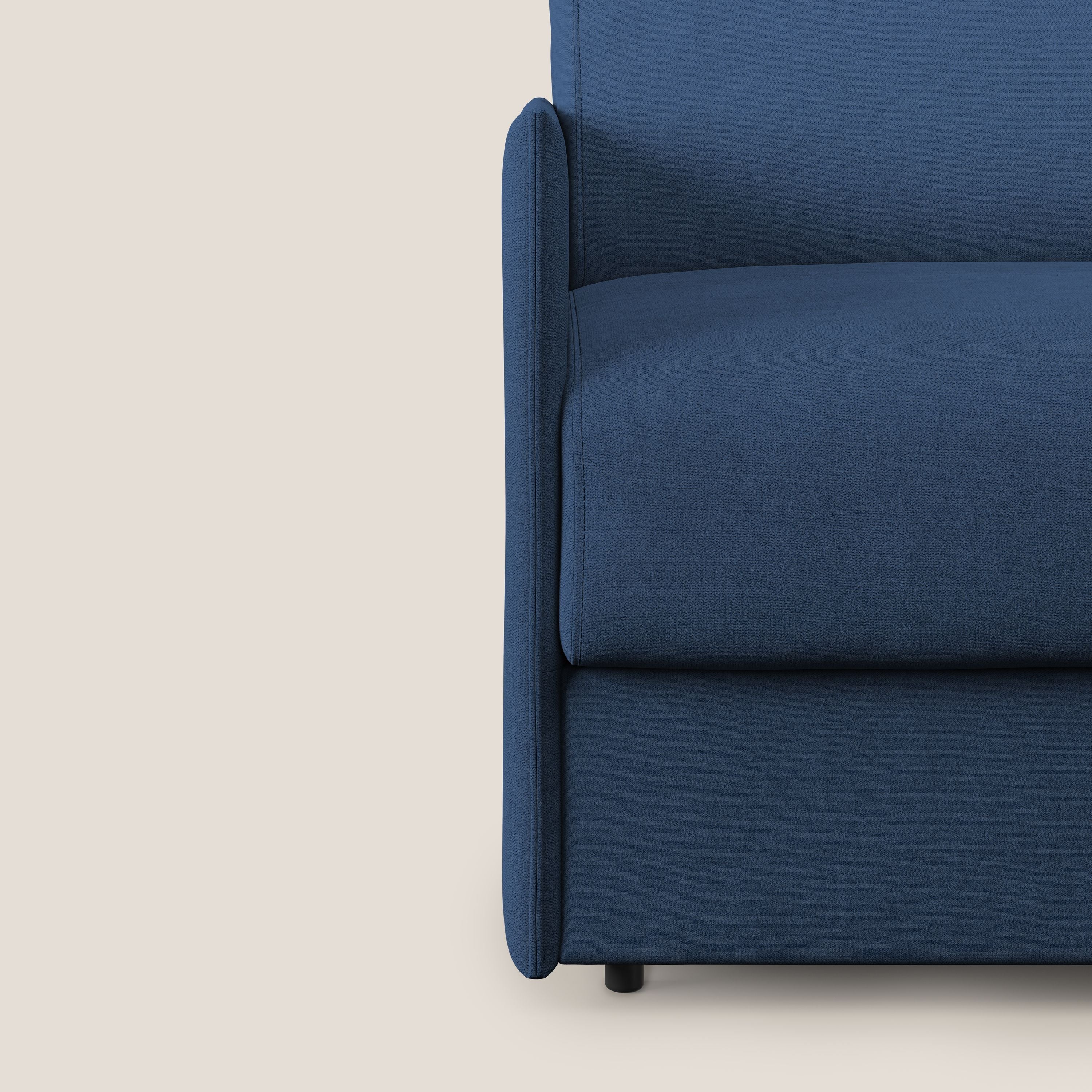 Evans poltrona letto in morbido tessuto impermeabile T02 blu - divani.store