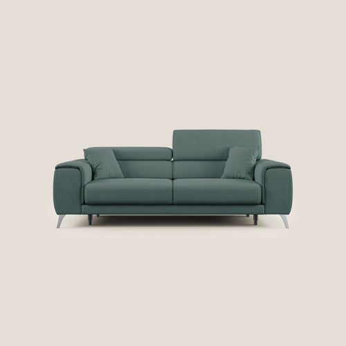Fusion divano con sedute allungabili in tessuto smacchiabile T05 verde - divani.store