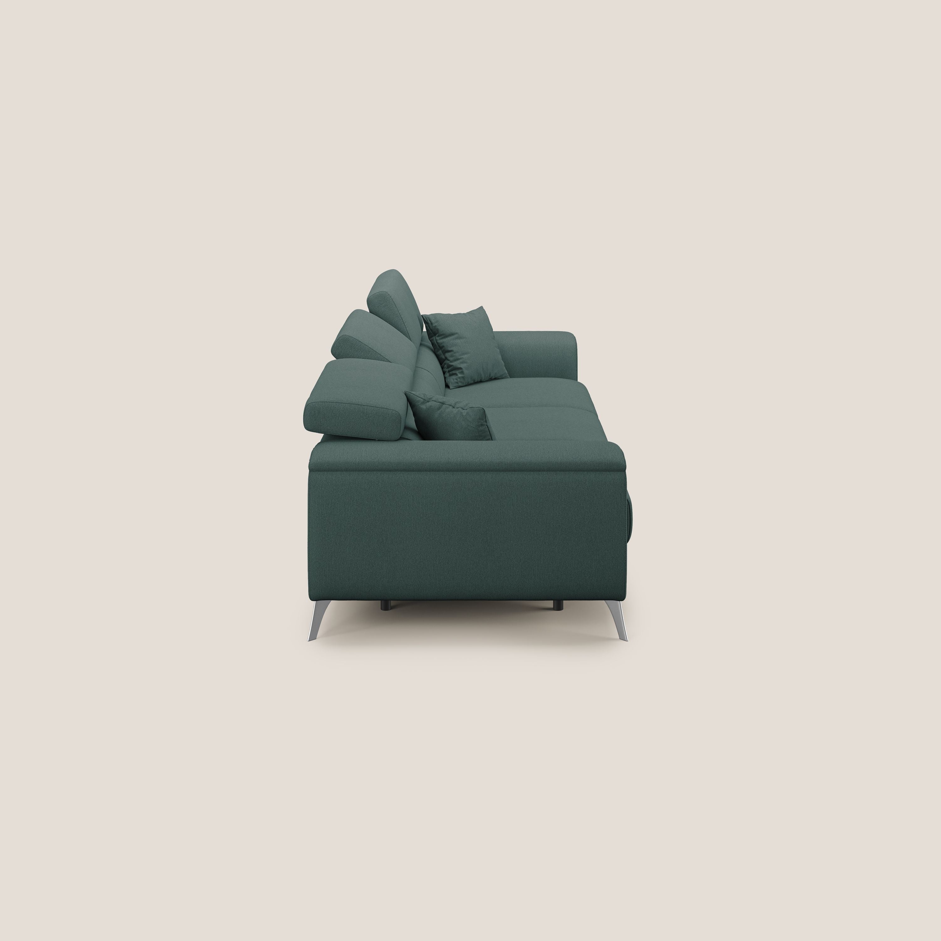 Fusion divano con 3 sedute allungabili in tessuto smacchiabile T05 verde - divani.store