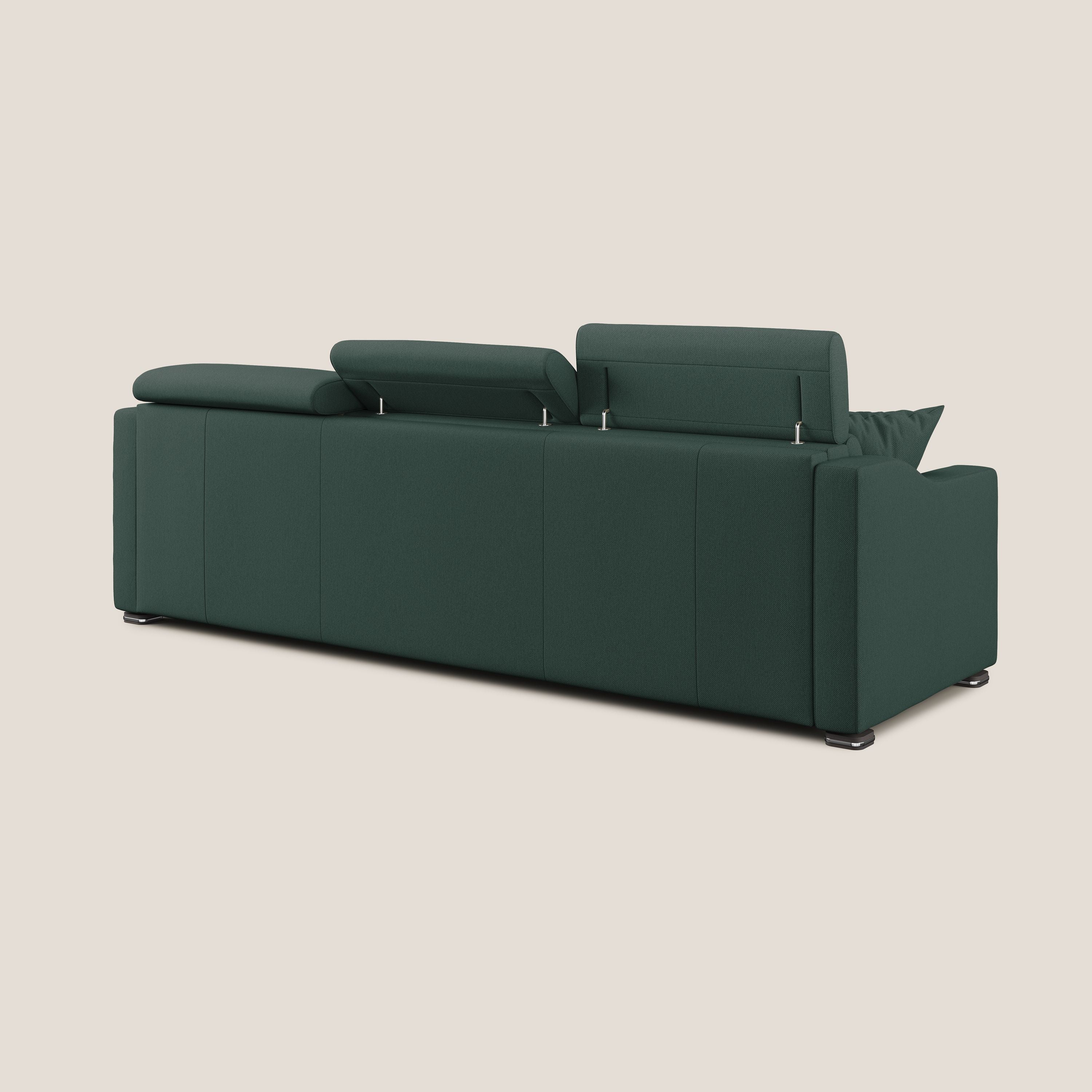 Amber divano letto angolare in tessuto smacchiabile T05 verde - divani.store