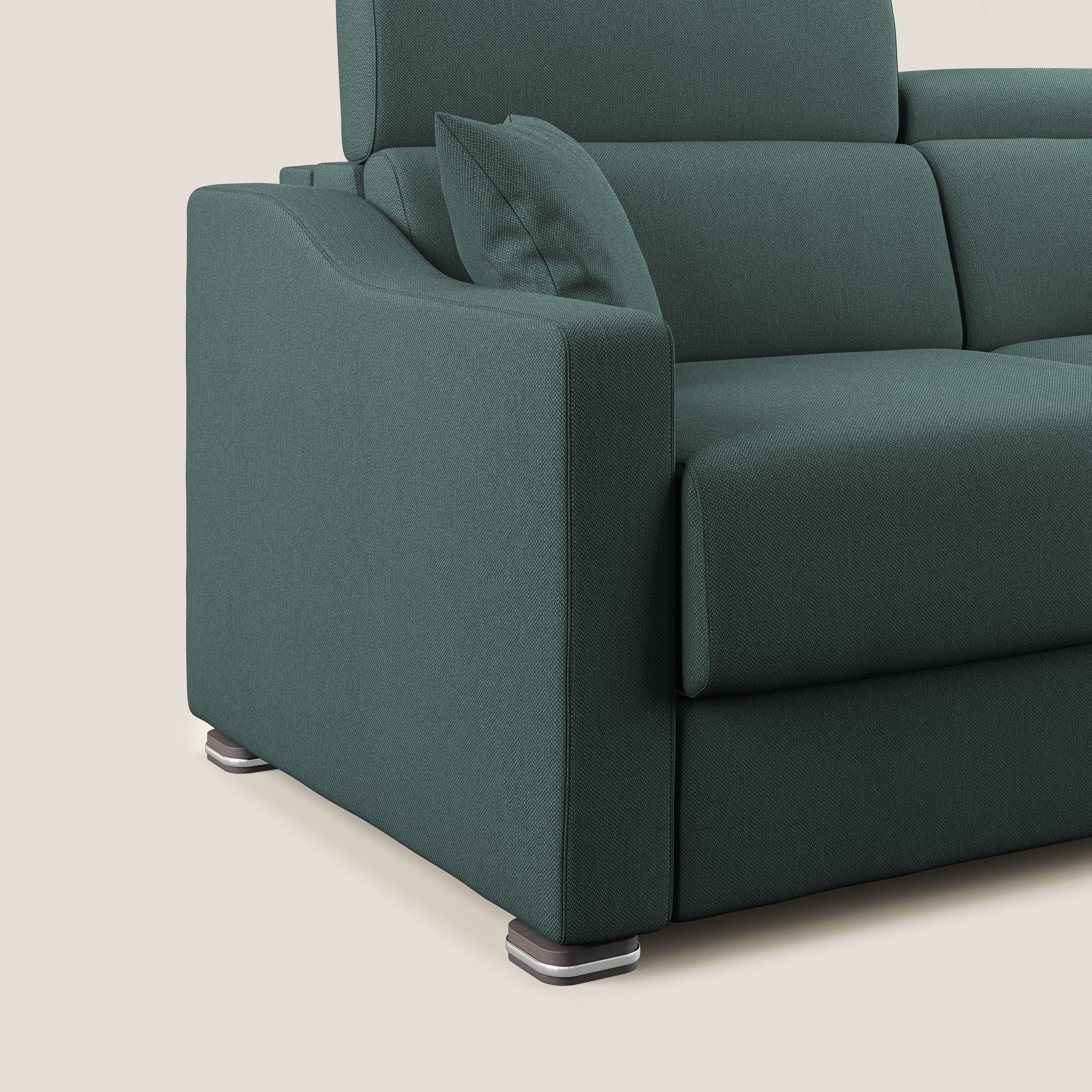 Amber divano letto angolare in tessuto smacchiabile T05 verde - divani.store