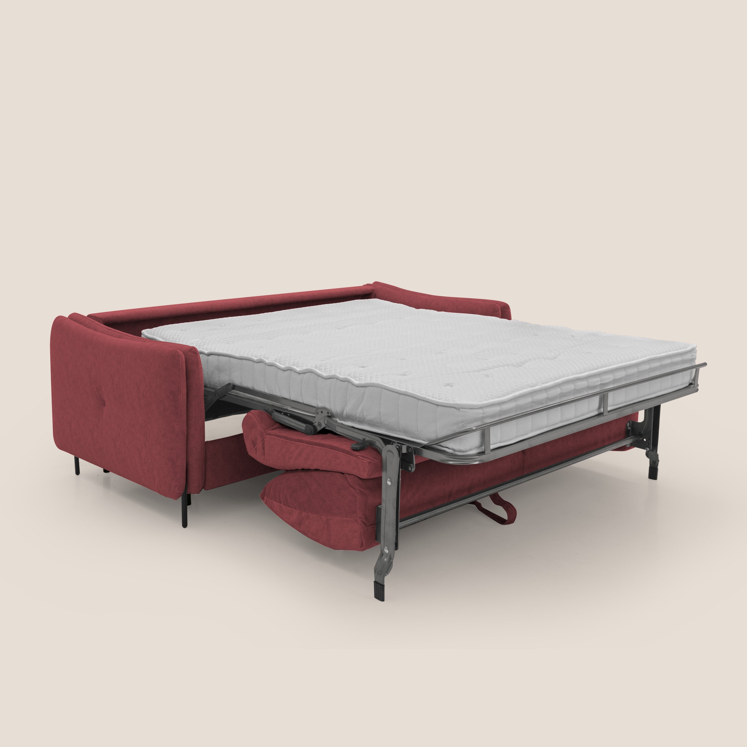 Gregory Divano letto con materasso h18 cm in microfibra effetto velluto impermeabile T09 rosso - divani.store