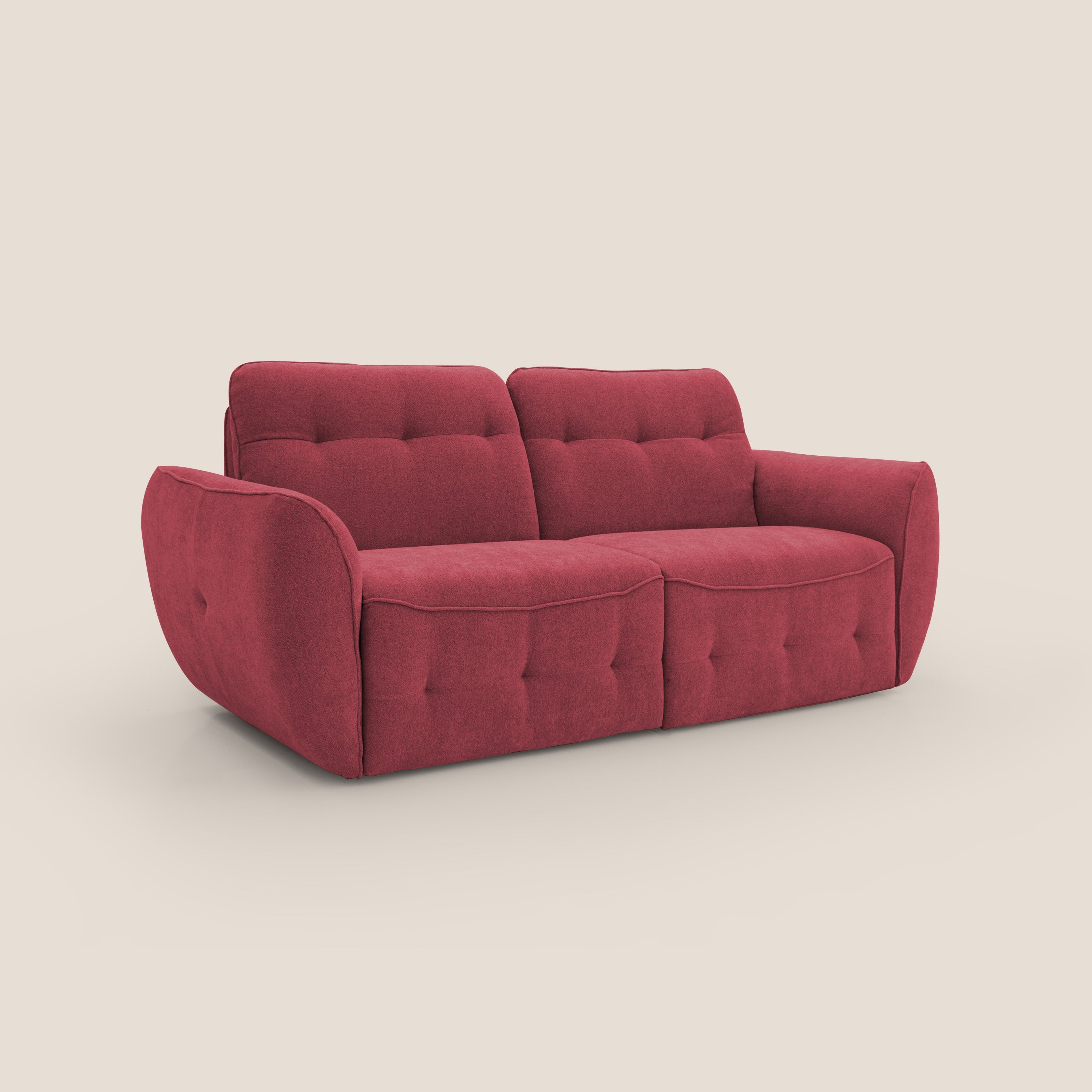Cerbero divano 2 e 3 posti in morbido bouclé impermeabile T07 rosso - divani.store
