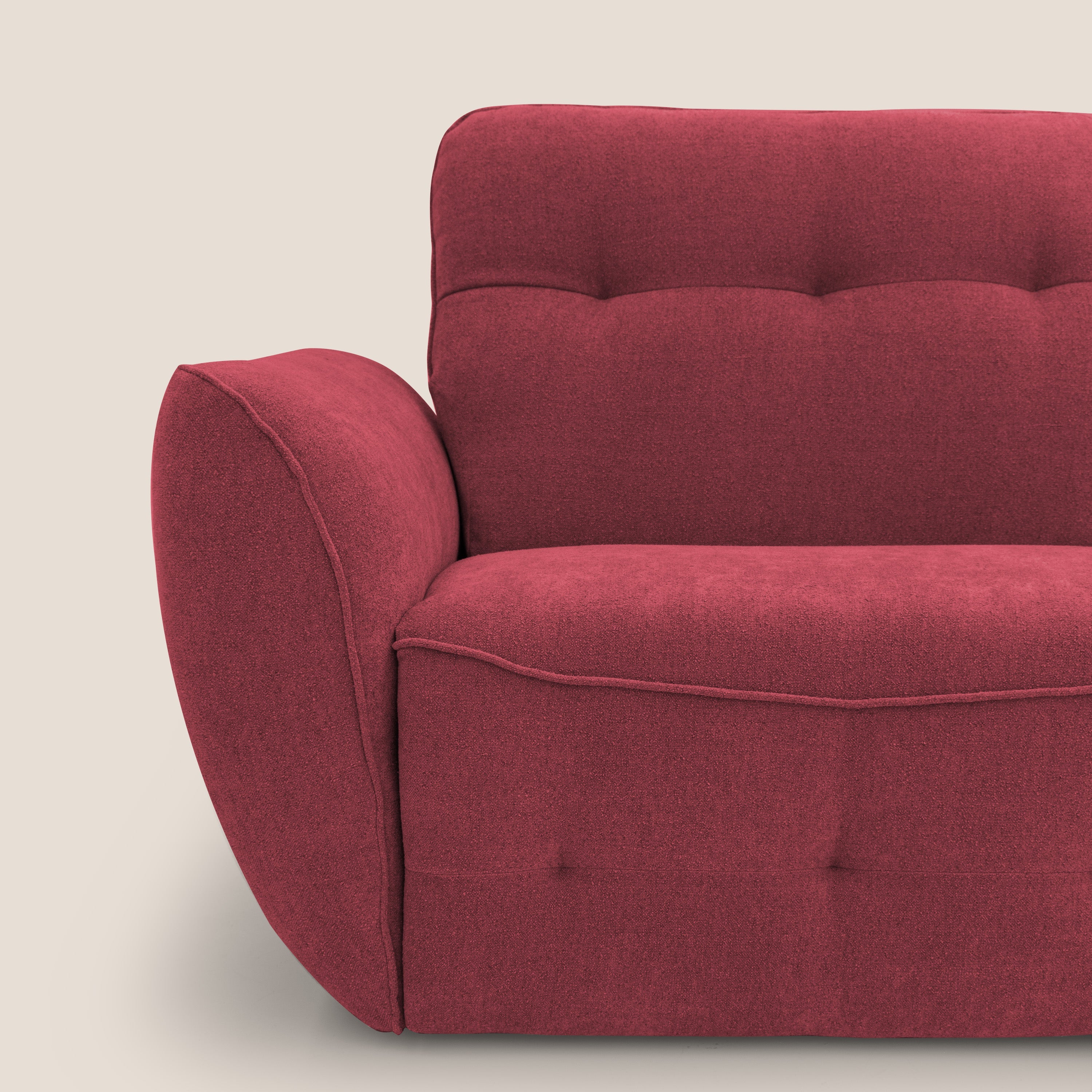 Cerbero divano 2 e 3 posti in morbido bouclé impermeabile T07 rosso - divani.store