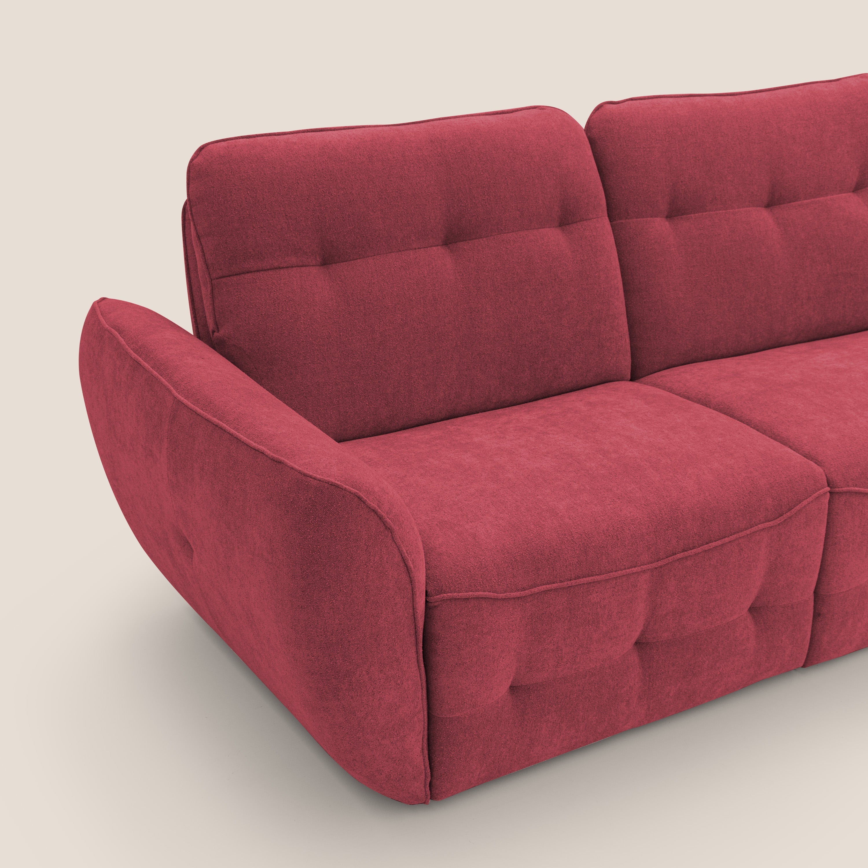 Cerbero divano 2 e 3 posti in morbido bouclé impermeabile T07 rosso - divani.store