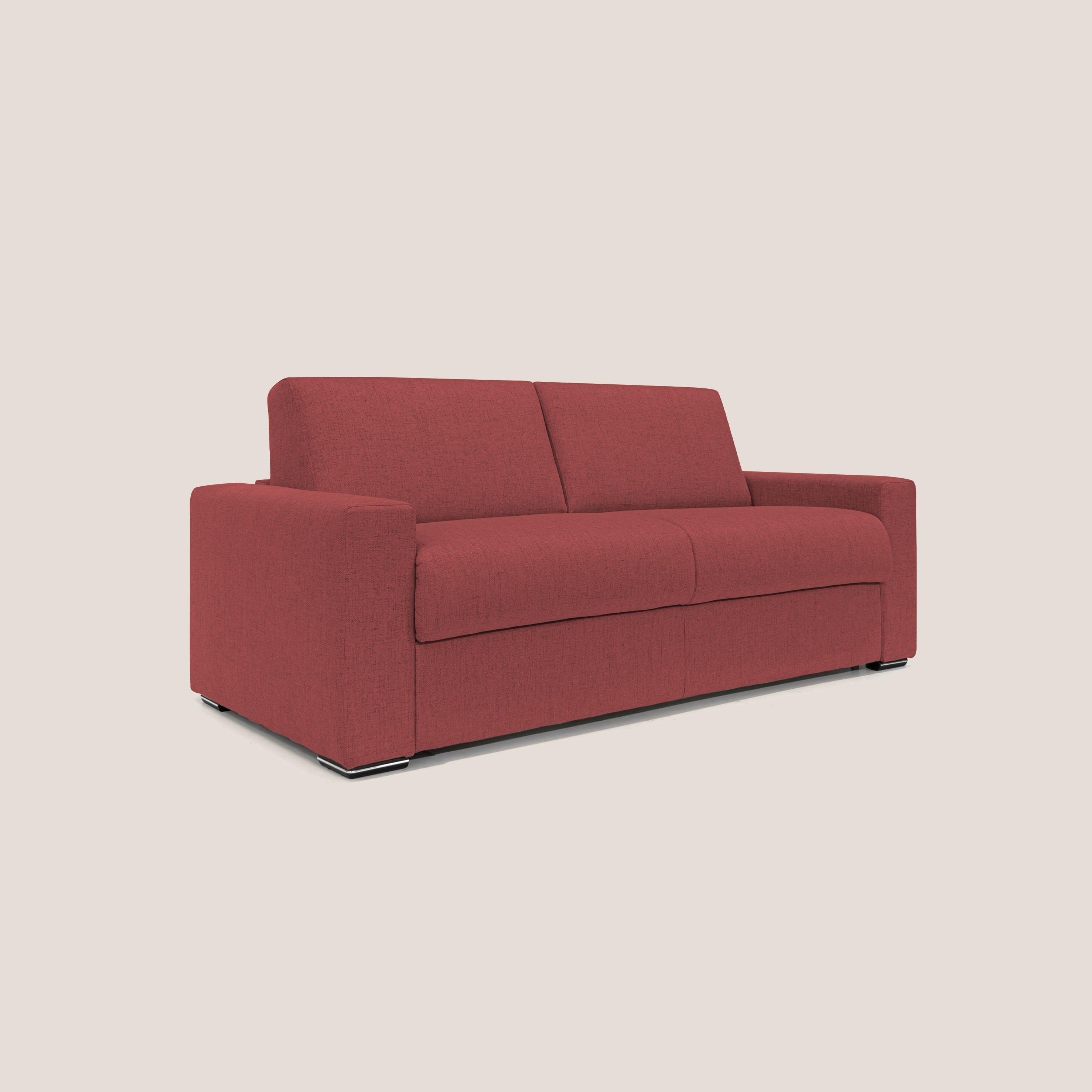 Nixon Divano letto matrimoniale con materasso 20 cm in tessuto impermeabile T03 rosso - divani.store