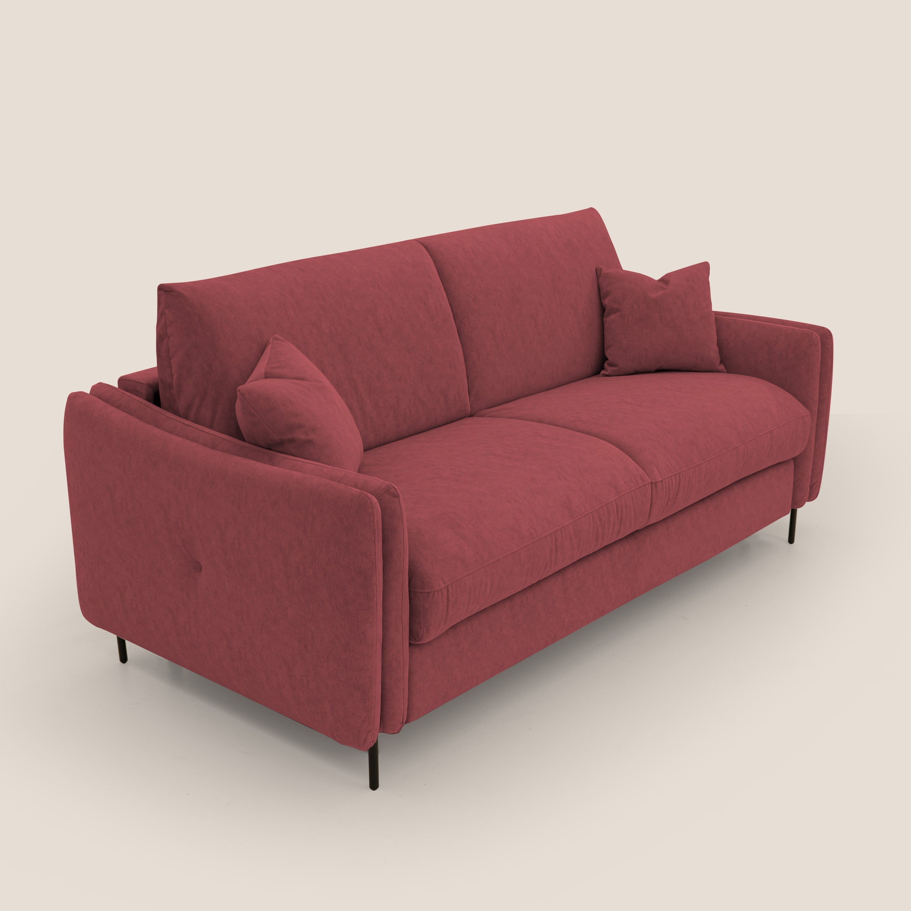 Gregory Divano letto con materasso h18 cm in microfibra effetto velluto impermeabile T09 rosso - divani.store