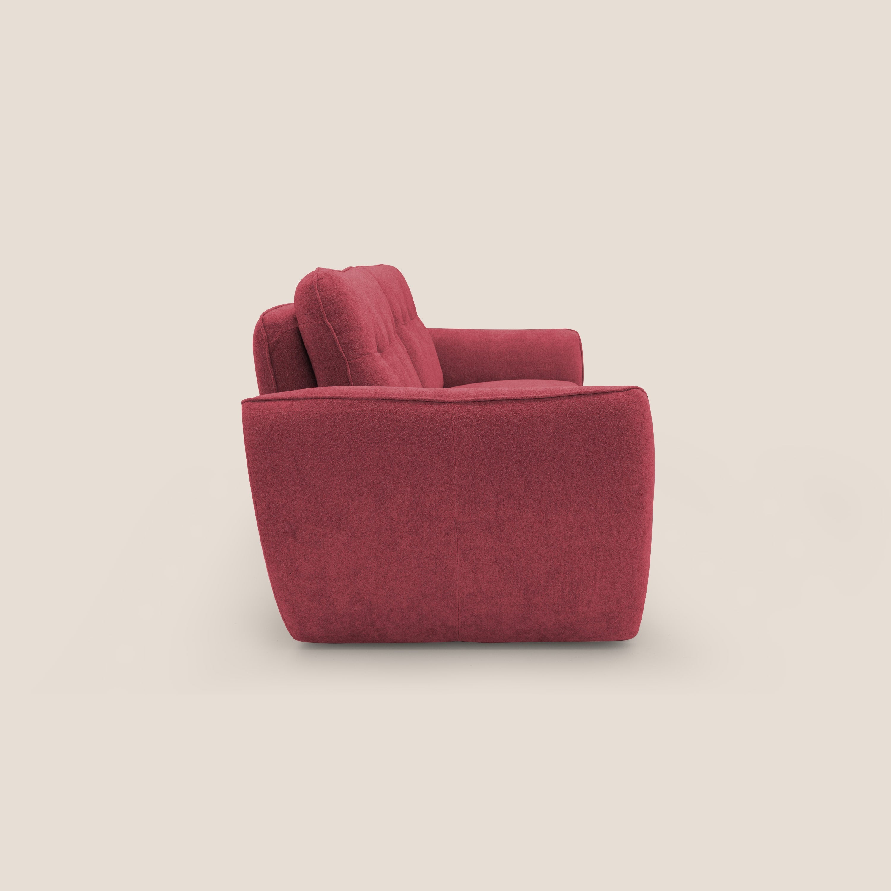 Cerbero divano 2 e 3 posti in morbido bouclé impermeabile T07 rosso - divani.store