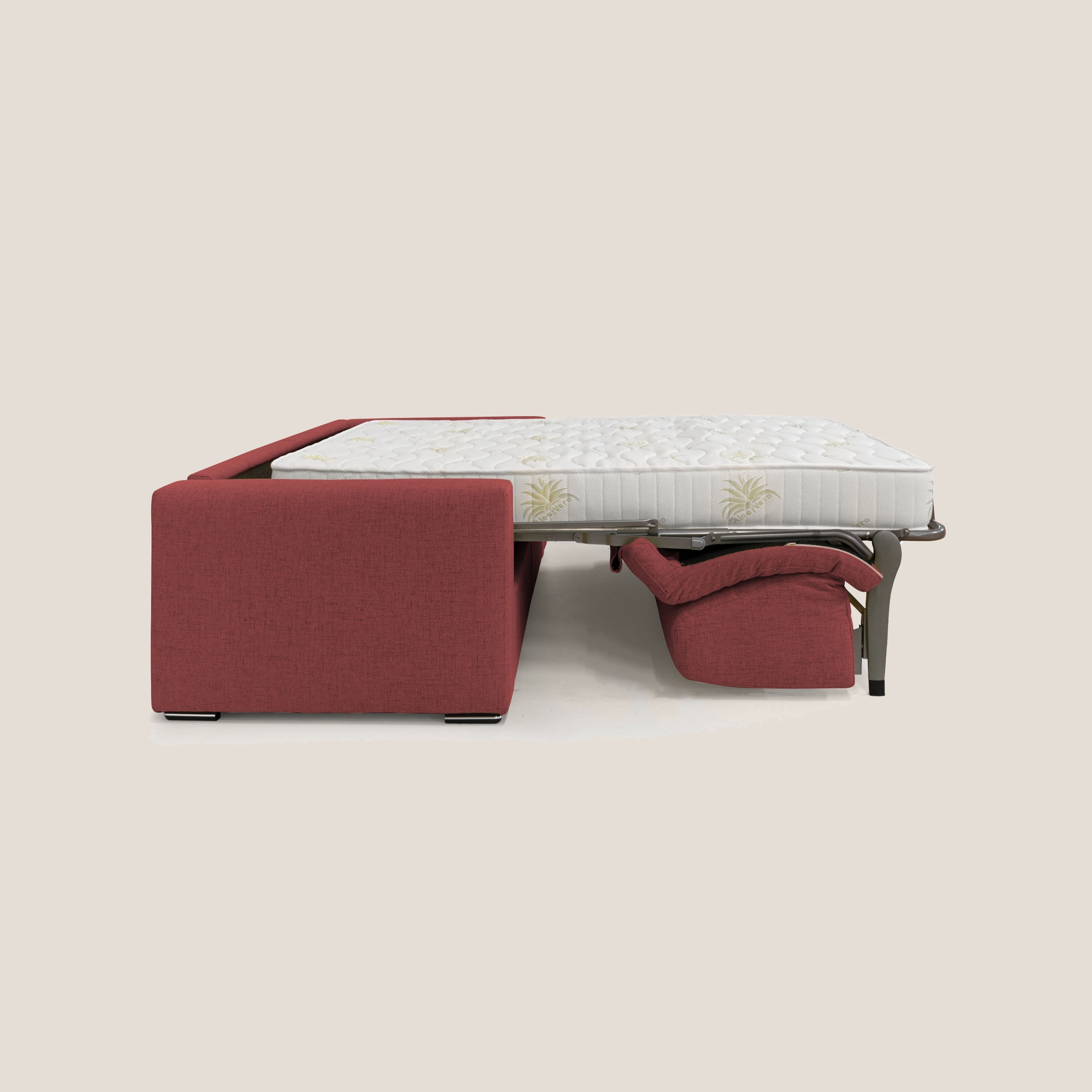 Nixon Divano letto matrimoniale con materasso 20 cm in tessuto impermeabile T03 rosso - divani.store
