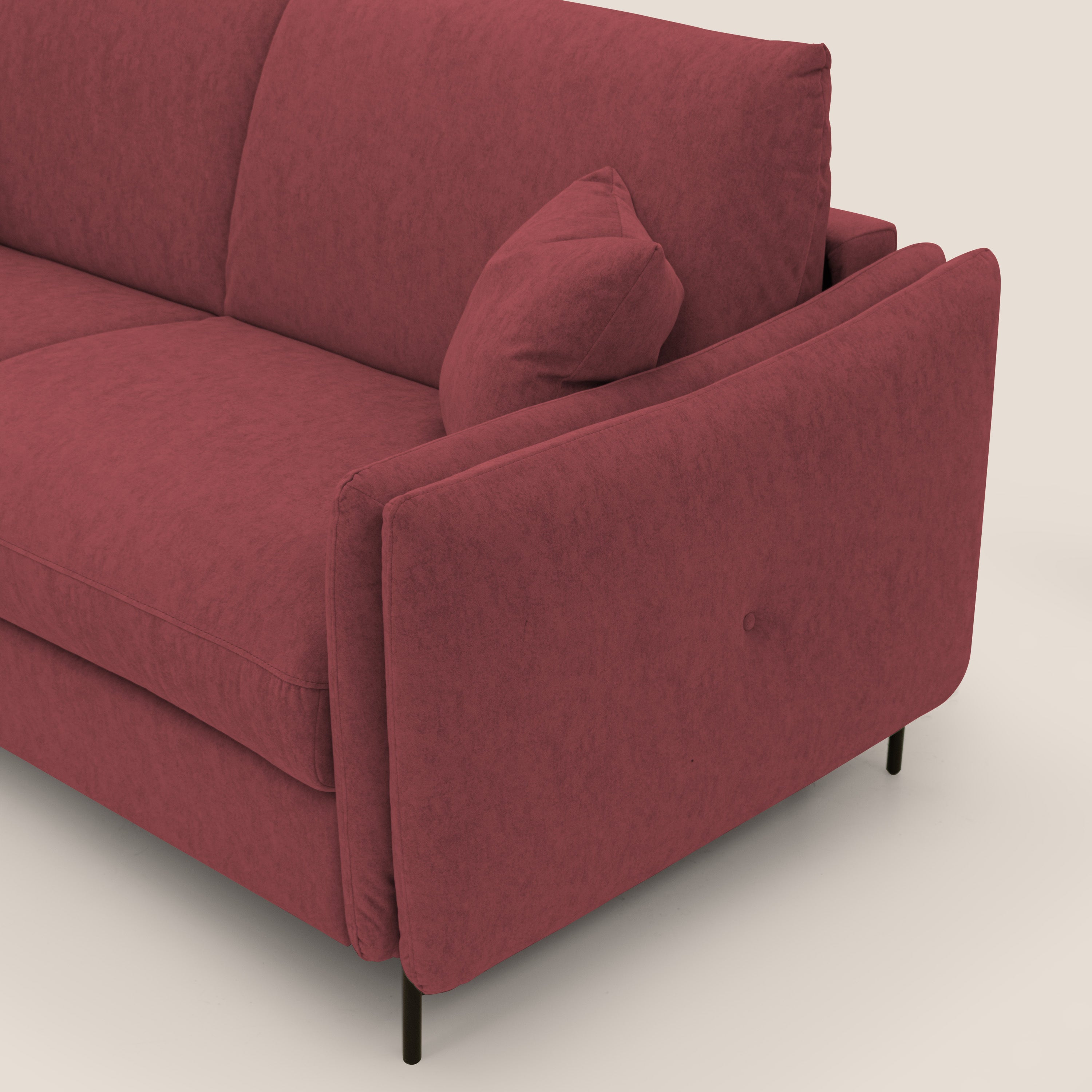 Gregory Divano letto con materasso h18 cm in microfibra effetto velluto impermeabile T09 rosso - divani.store
