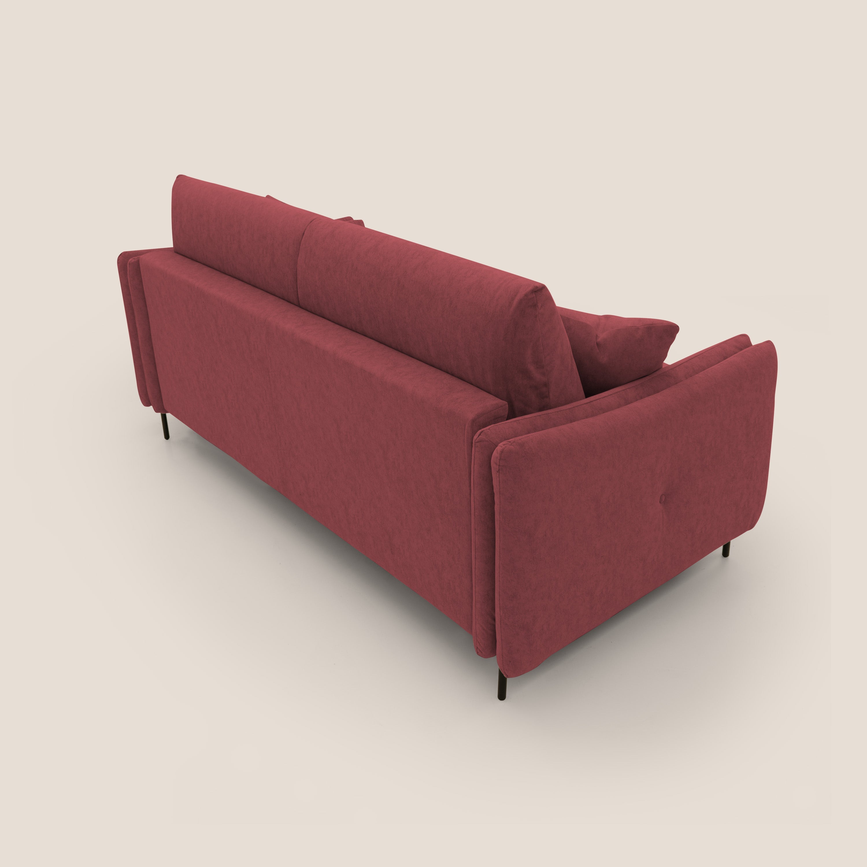 Gregory Divano letto con materasso h18 cm in microfibra effetto velluto impermeabile T09 rosso - divani.store