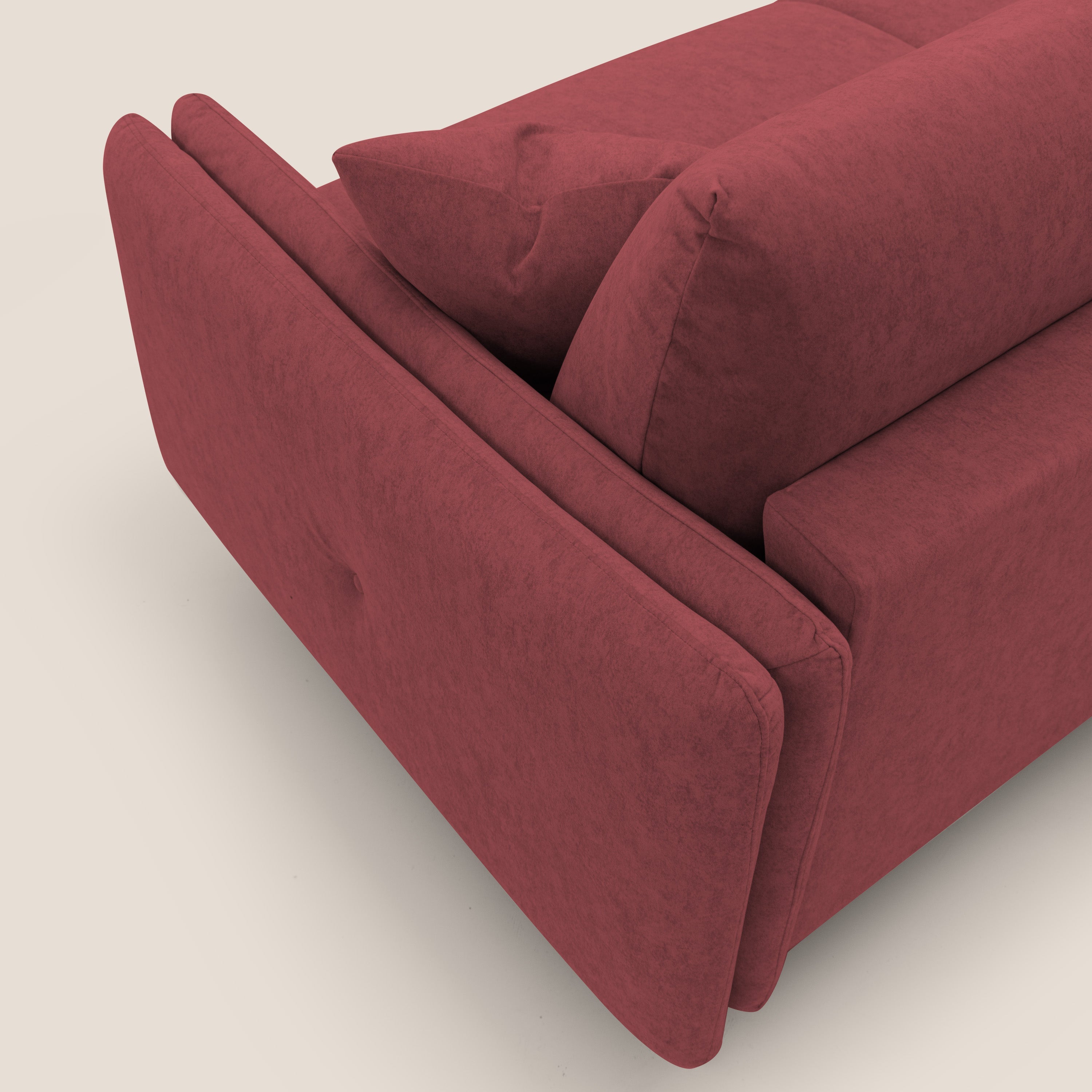 Gregory Divano letto con materasso h18 cm in microfibra effetto velluto impermeabile T09 rosso - divani.store