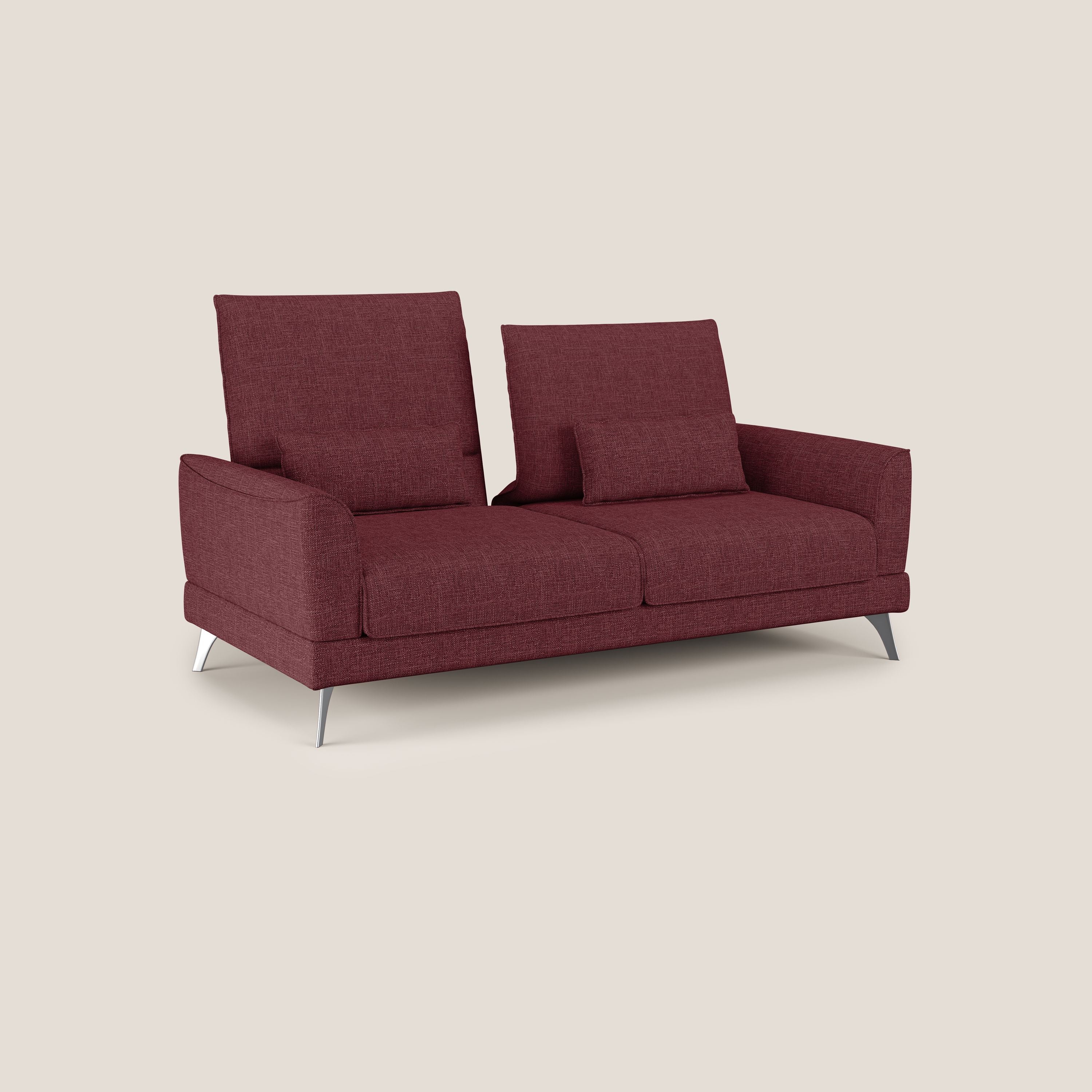Tommy Divano relax con schienali traslanti in morbido tessuto fiammato T06 rosso - divani.store
