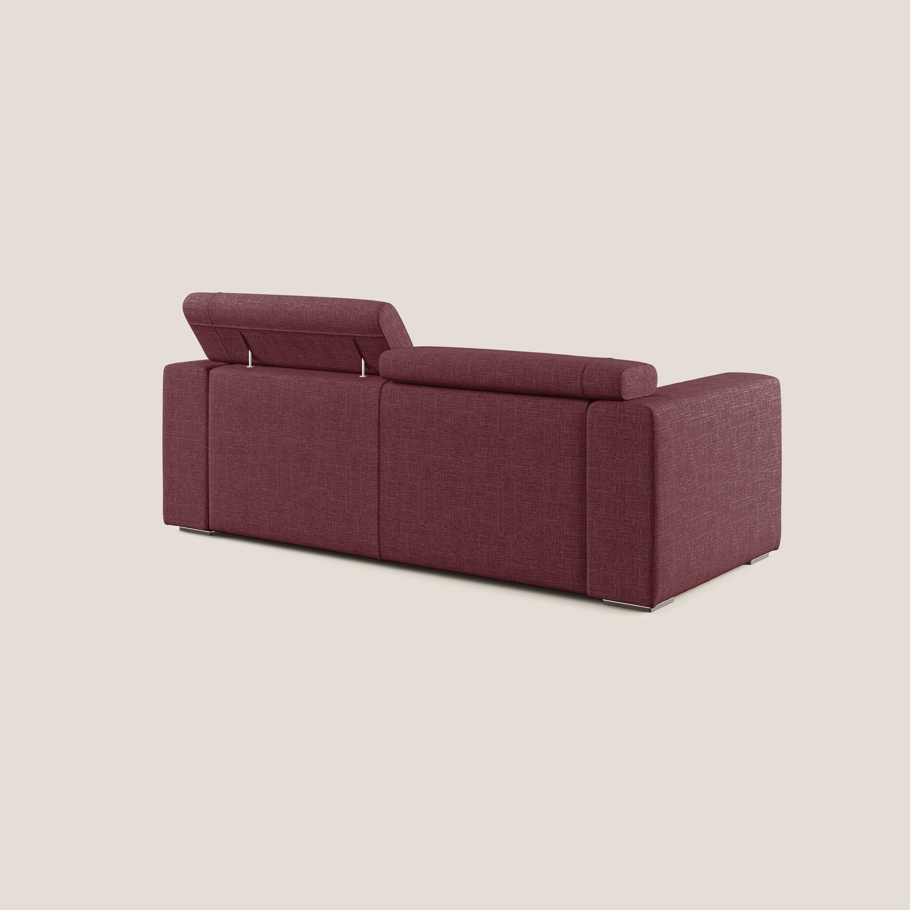 Vegas divano con poggiatesta reclinabili in morbido tessuto impermeabile T06 rosso - divani.store