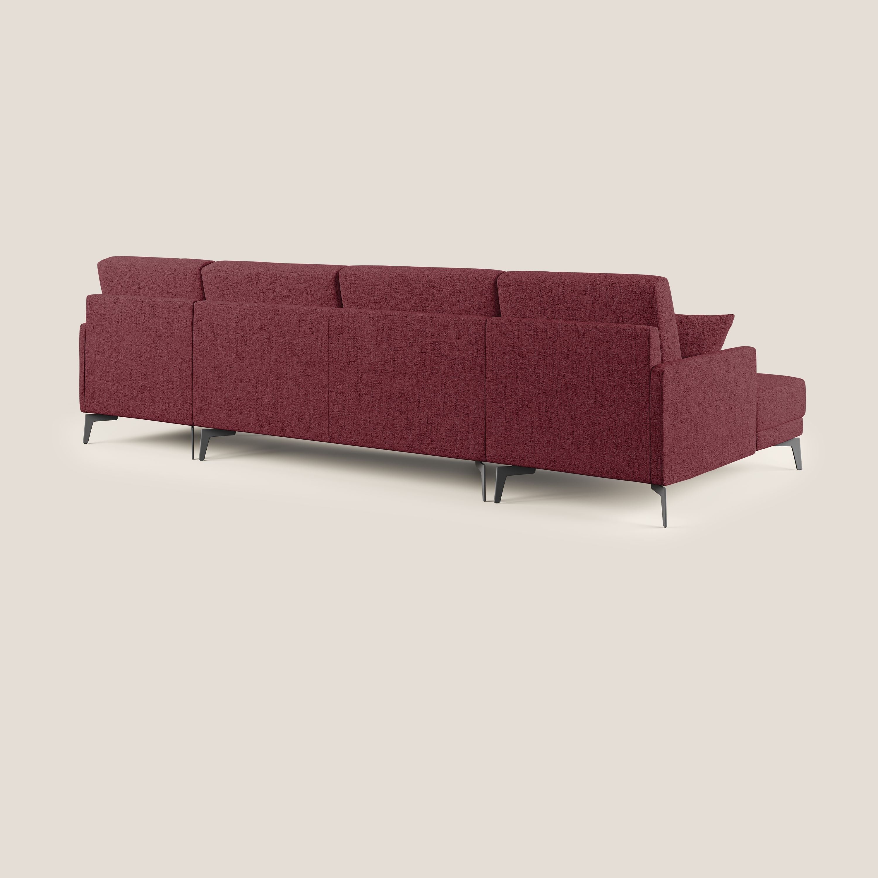 Saturno divano panoramico moderno in tessuto morbido impermeabile T03 rosso - divani.store