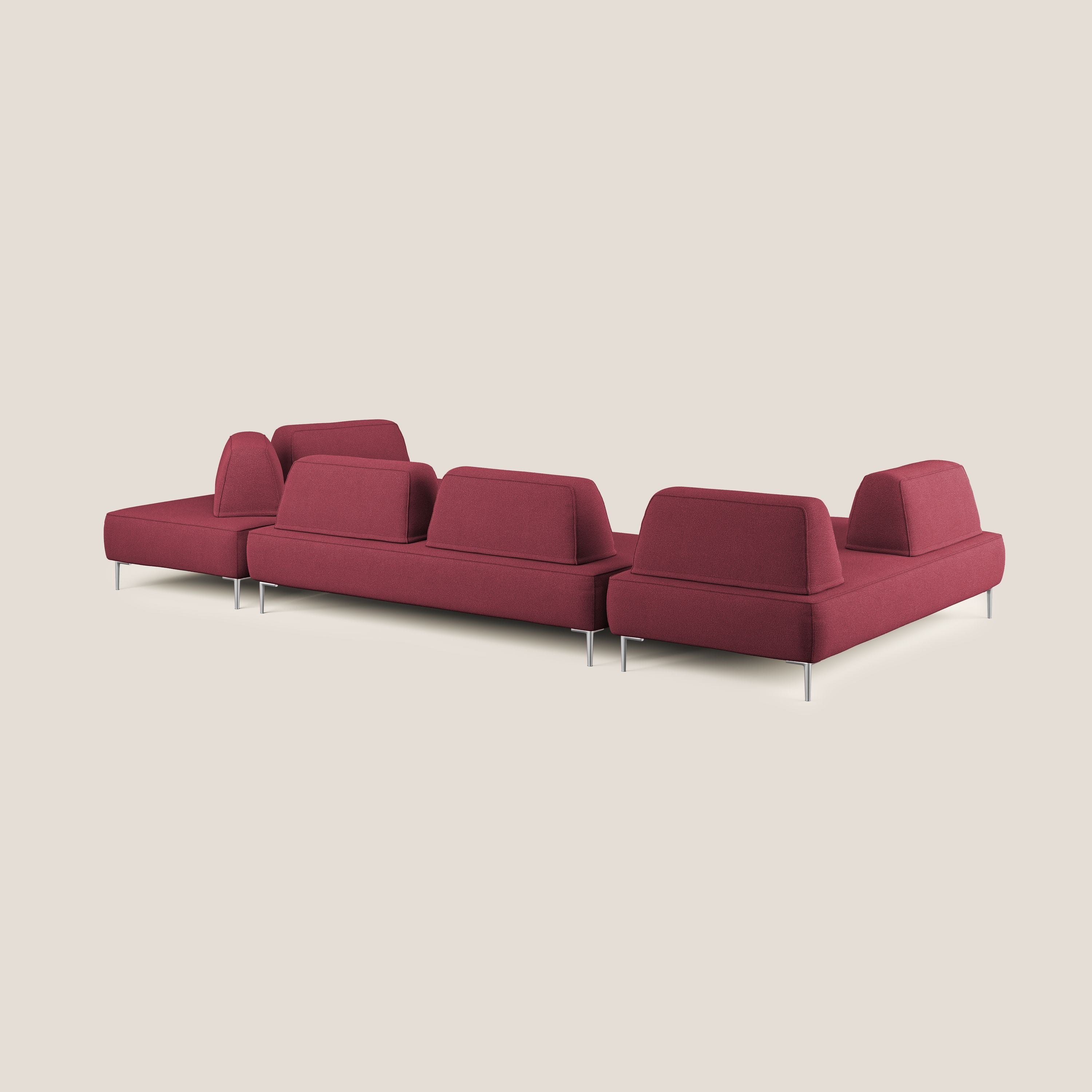 Newton divano panoramico modulare con schienali movibili T07 rosso - divani.store