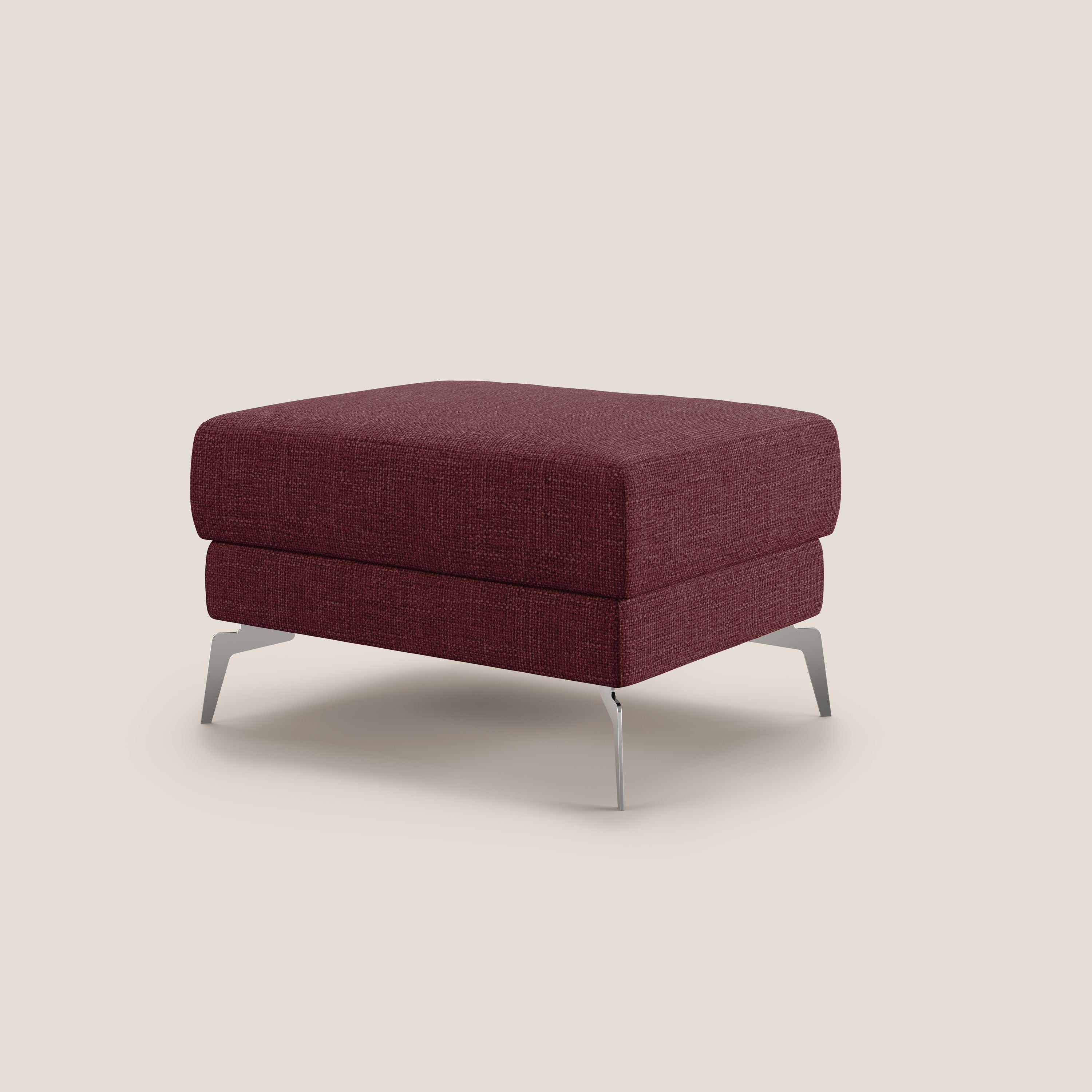 Star Pouf con piedini alti in tessuto impermeabile morbido intreccio T06 rosso - divani.store