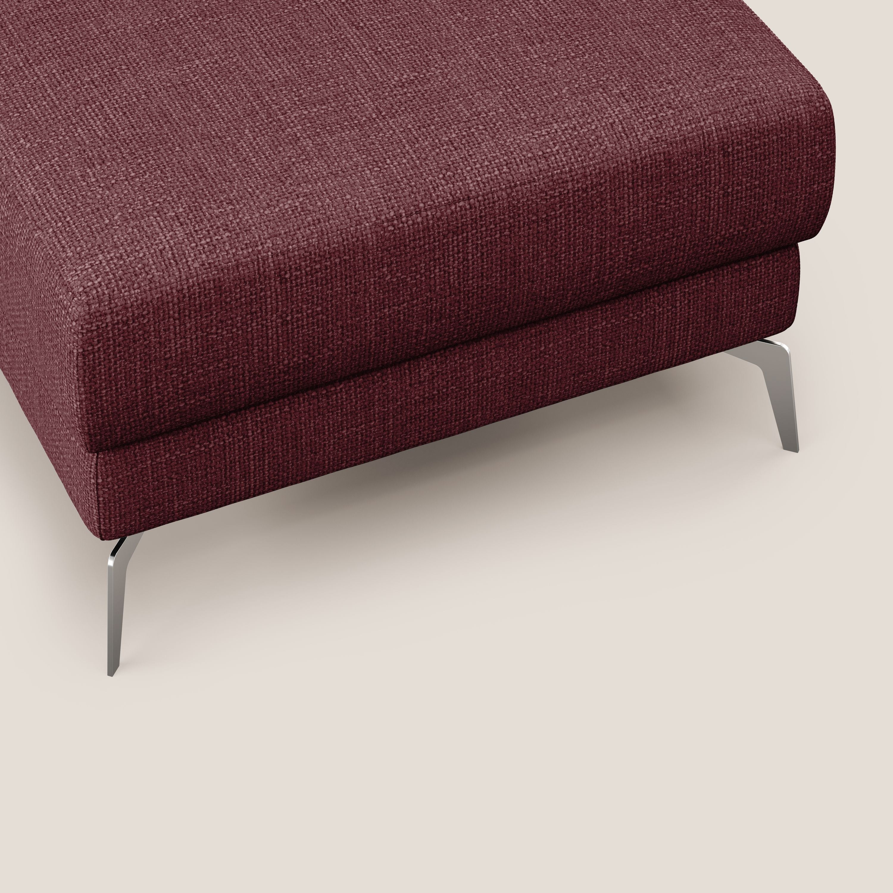 Star Pouf con piedini alti in tessuto impermeabile morbido intreccio T06 rosso - divani.store